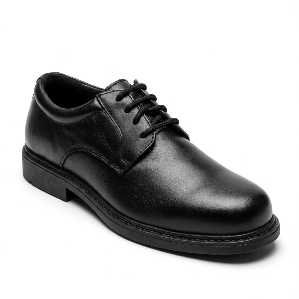 Zapatos de vestir de cuero para hombre con cordones estilo Derby | Diseño formal de puntera redondeada, tacón bajo y suela cosida para oficina, bodas, ceremonias y eventos elegantes