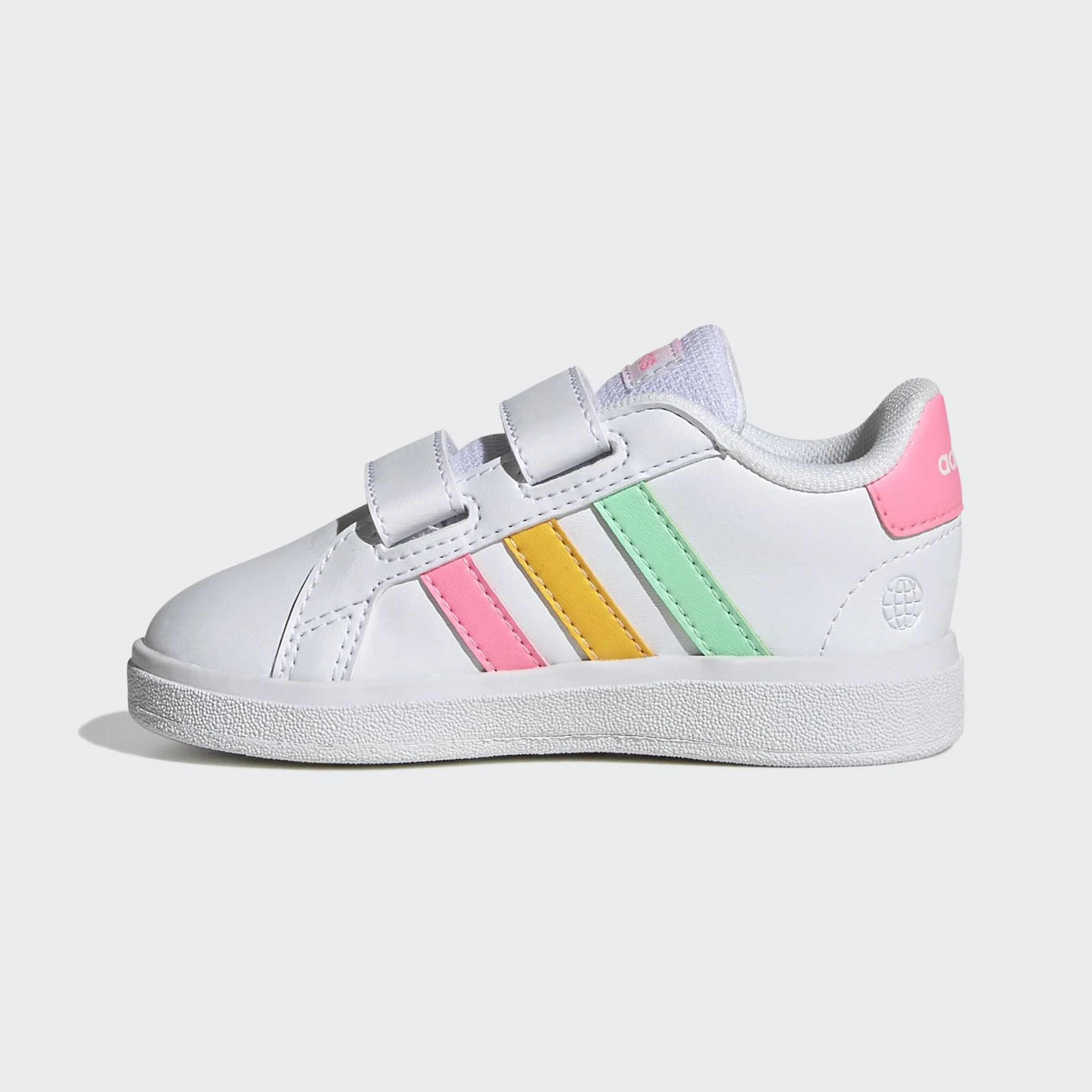 adidas Grand Court Lifestyle Hook And Loop Shoes, Sneaker Niños, Ftwr White Pulse Mint Beam Pink, 27 EU