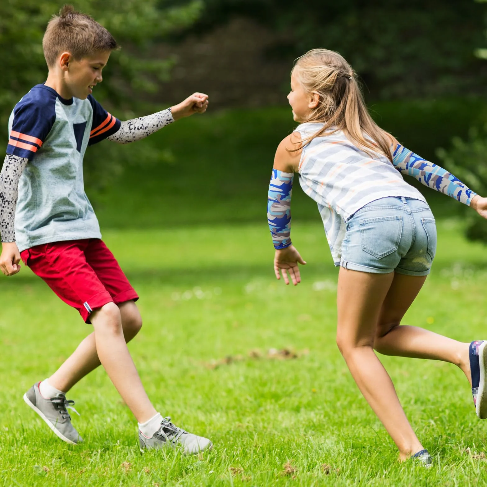 Mangas de compresión para niños Xuhal 10 pares UV protección solar fútbol béisbol