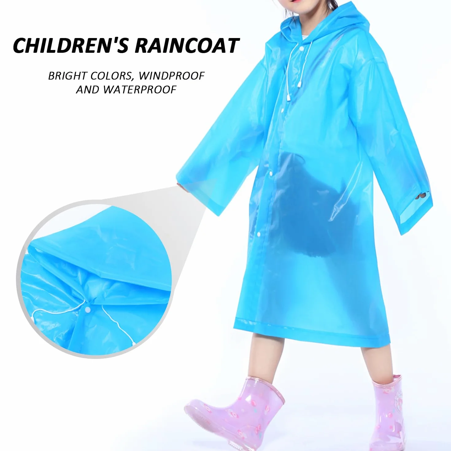 2 chubasquero impermeable, reutilizable para niños y niñas, poncho EVA transpirable (azul, amarillo), azul/amarillo, 60-68