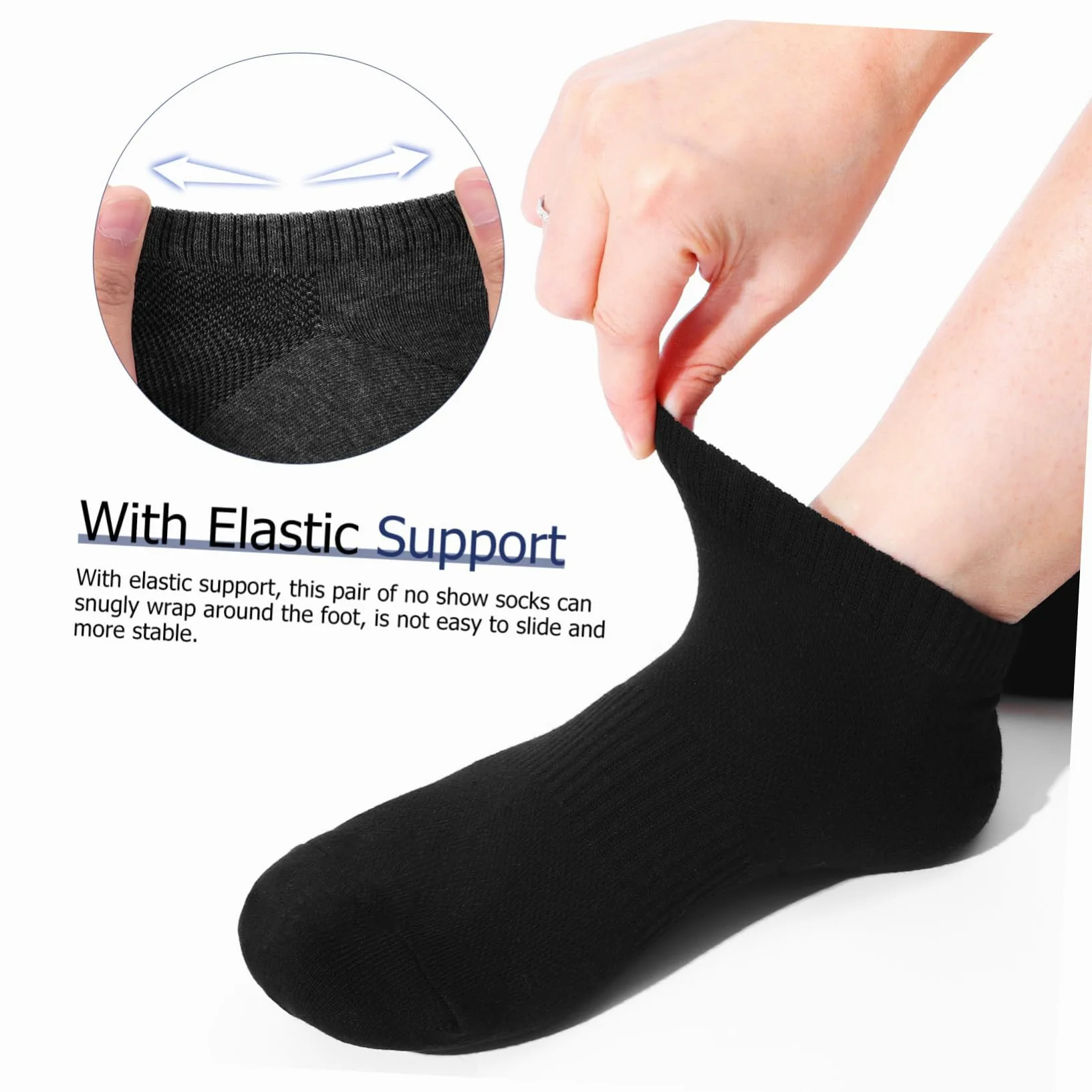 9 pares Calcetines Hombre Tobilleros Transpirables Algodón Soporte Elástico para Running Deportes Negro Gris