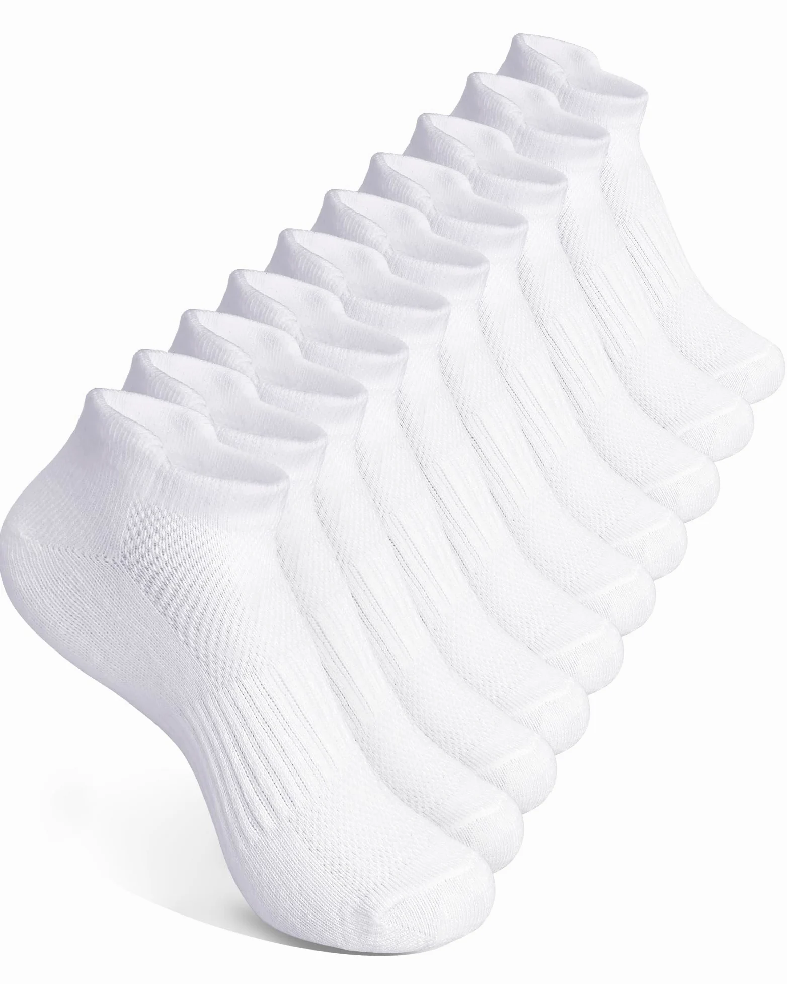 10 pares de calcetines para niños y niñas, calcetines atléticos de corte bajo, medio acolchado, de algodón, invisibles