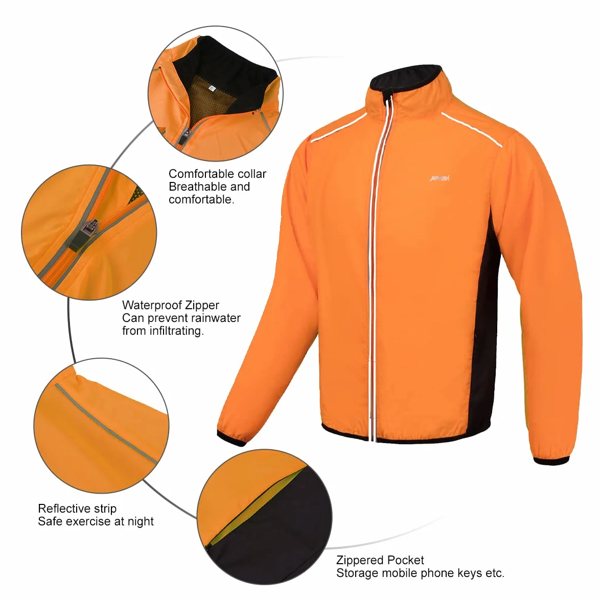 Chaqueta Cortavientos Ciclismo Hombre Montañismo Reflectante Transpirable Protección UV Manga Larga Correr Resistente Al Viento Y al Agua