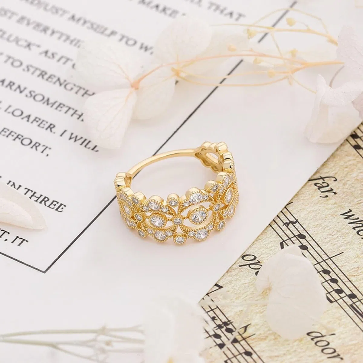 Anillo de solicitud de oro auténtico de 9 K/14 K/18 K con moissanita, forma hueca