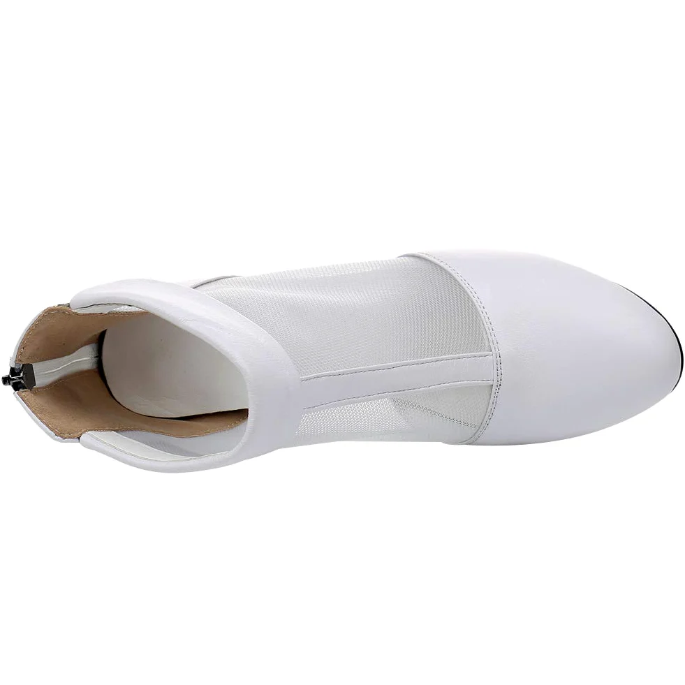 Mujer Elegante Talón de Bloque Botines Respirable Malla Ahuecado Verano Pumps Botas