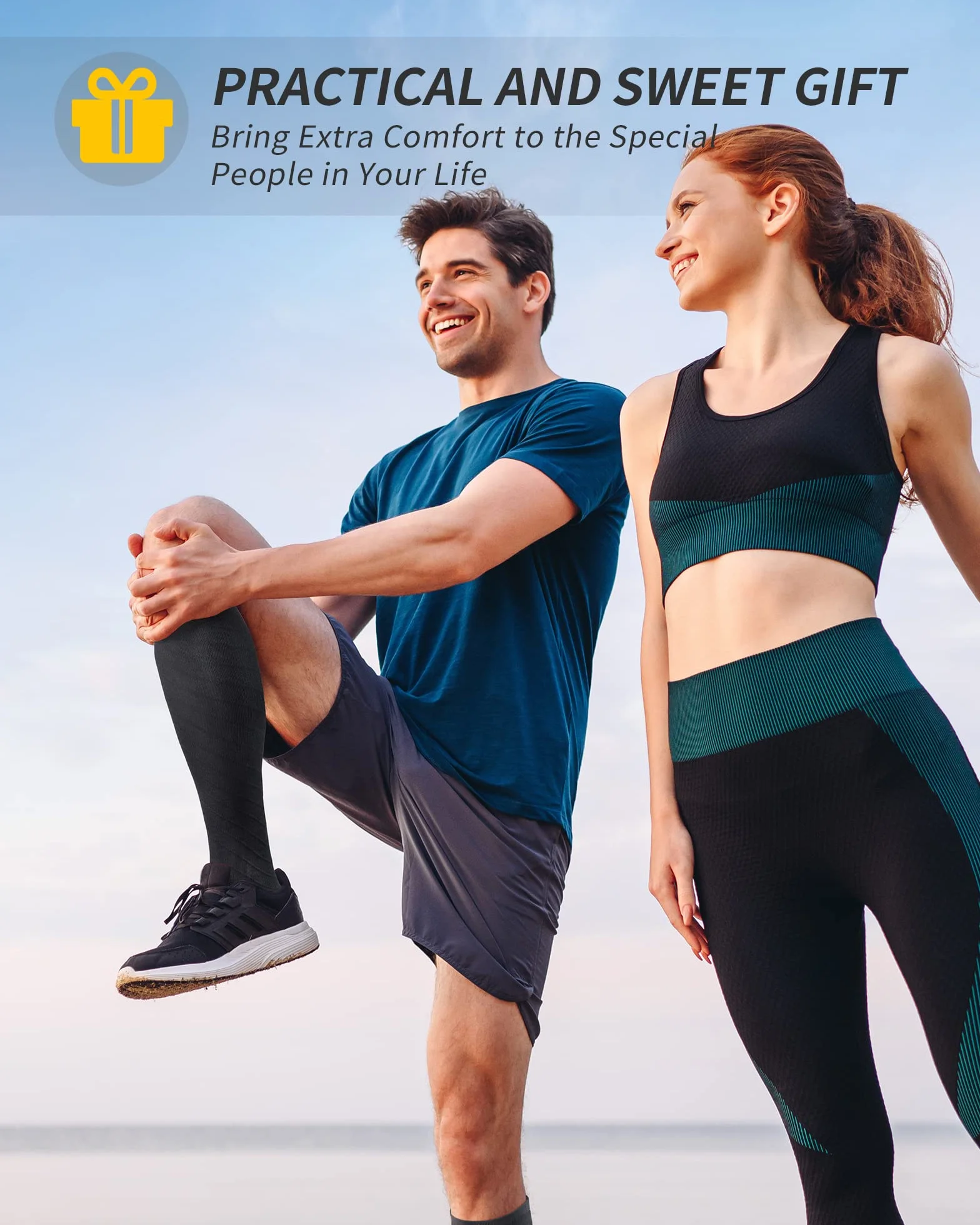 CAMBIVO Medias de Compresion 3 Pares Calcetines Compresivas para Running Deporte Ciclismo