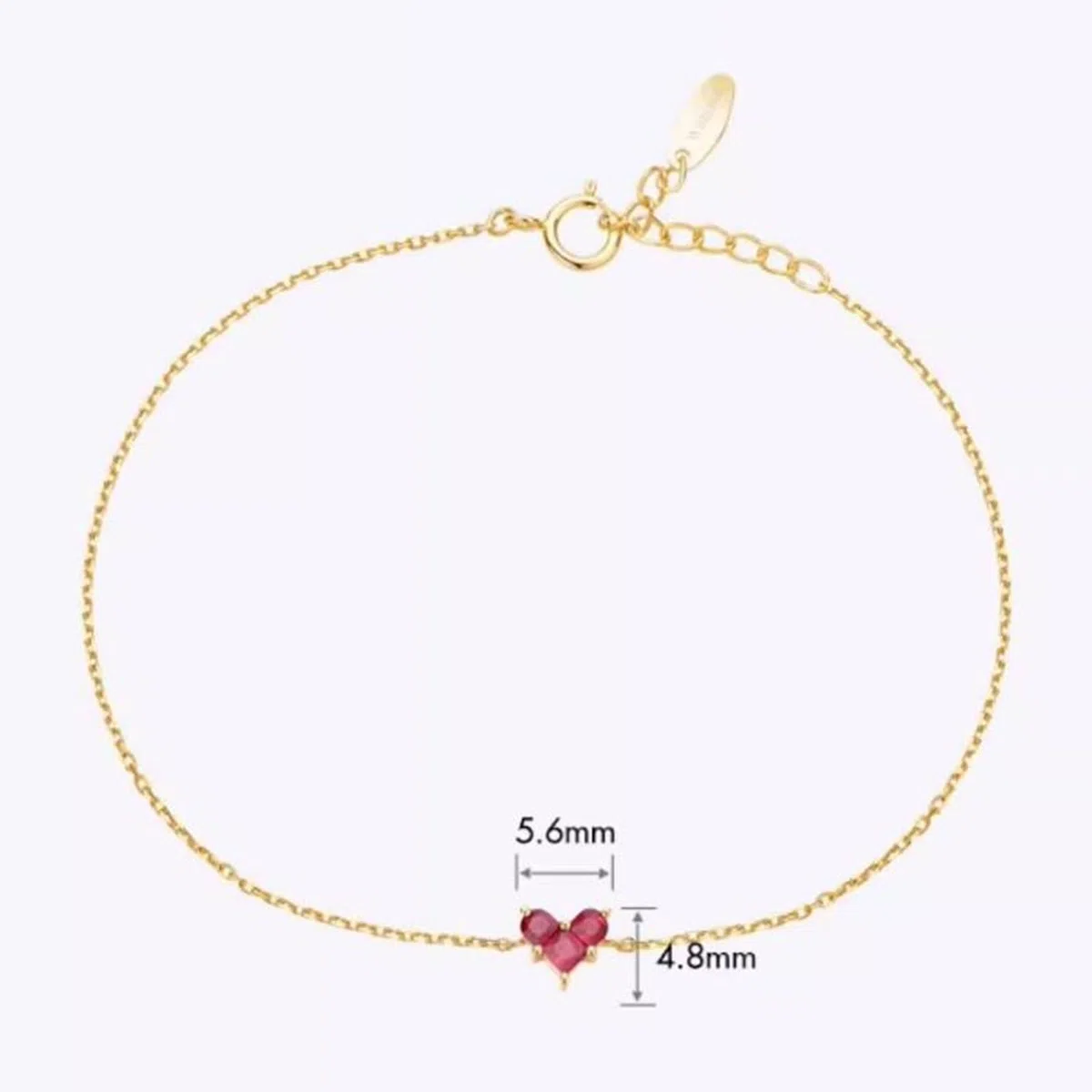 Pulseras de oro para mujer, pulsera de cadena de oro amarillo con rompecabezas de rubí de corazón de 0,21 quilates