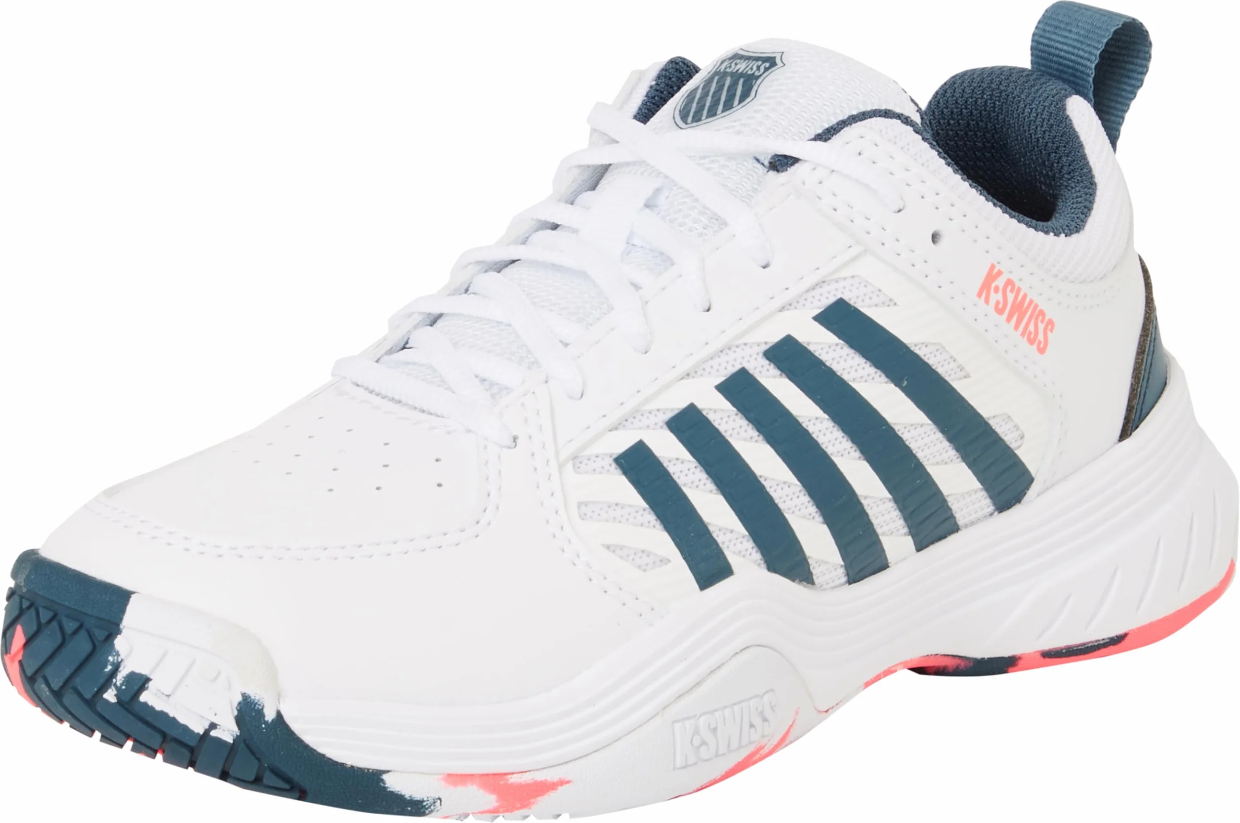 K-Swiss Court Express 2 Tenis Shoe White Stargazer Neon Blaze 32.5 EU