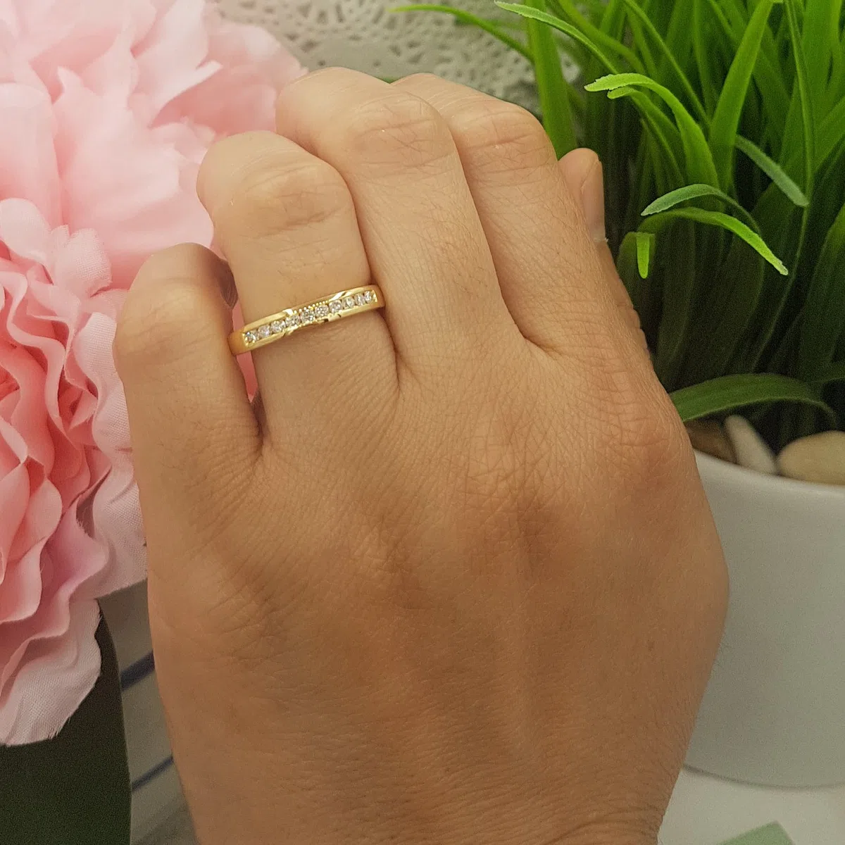 DazzlingRock Collection 10 quilates oro amarillo redonda H-I Diamante cultivado en laboratorio