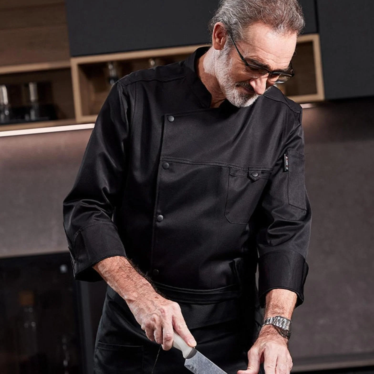 Chaqueta de Chef para Hombres Y Mujeres, Uniforme de Cocina, Traje Profesional, Cómoda, Poliéster Transpirable, Cierre de Botones Fácil, Pecho Y Manga