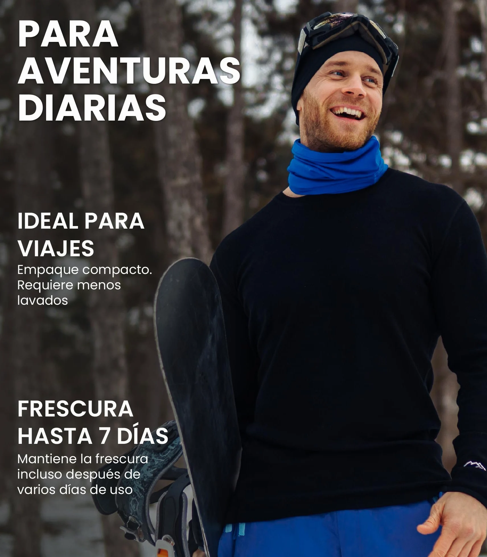 Merino.tech Camiseta Termica Lana Merino Hombre - Ropa Térmica 100% Lana | Absorbe humedad, capa base para todo el año. Pesos: Ligero, Medio y Pesado