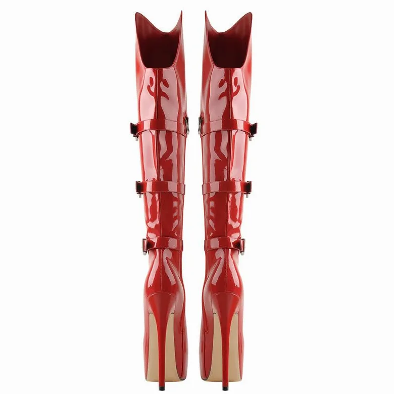 Botas de tacón alto para mujer, botas largas sobre la rodilla Stilettos con hebillas