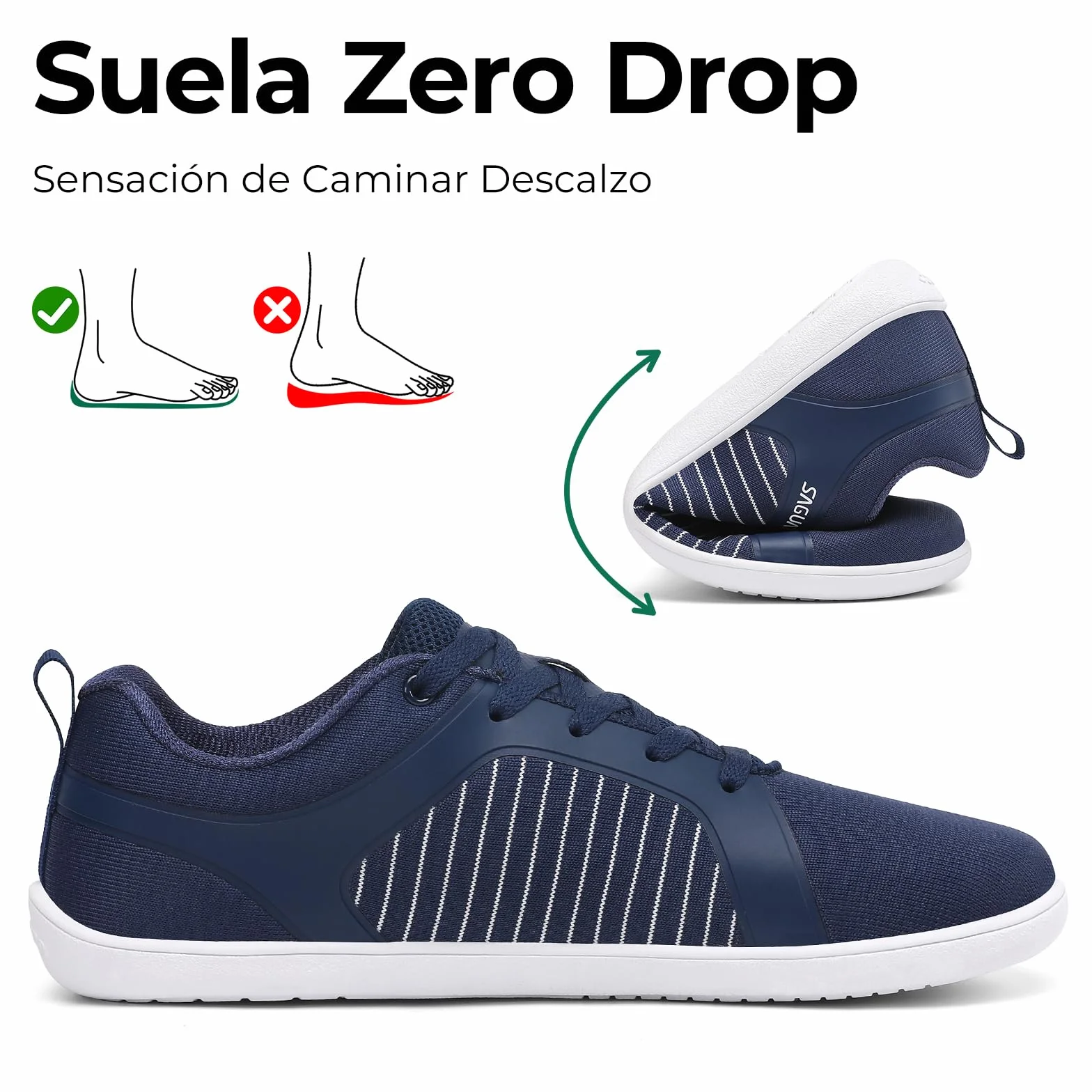 SAGUARO Hombre Zapatillas Barefoot Casual con Puntera Ancha para Uso Diario en Ciudad,Escuela y Viaje Gr.36-48