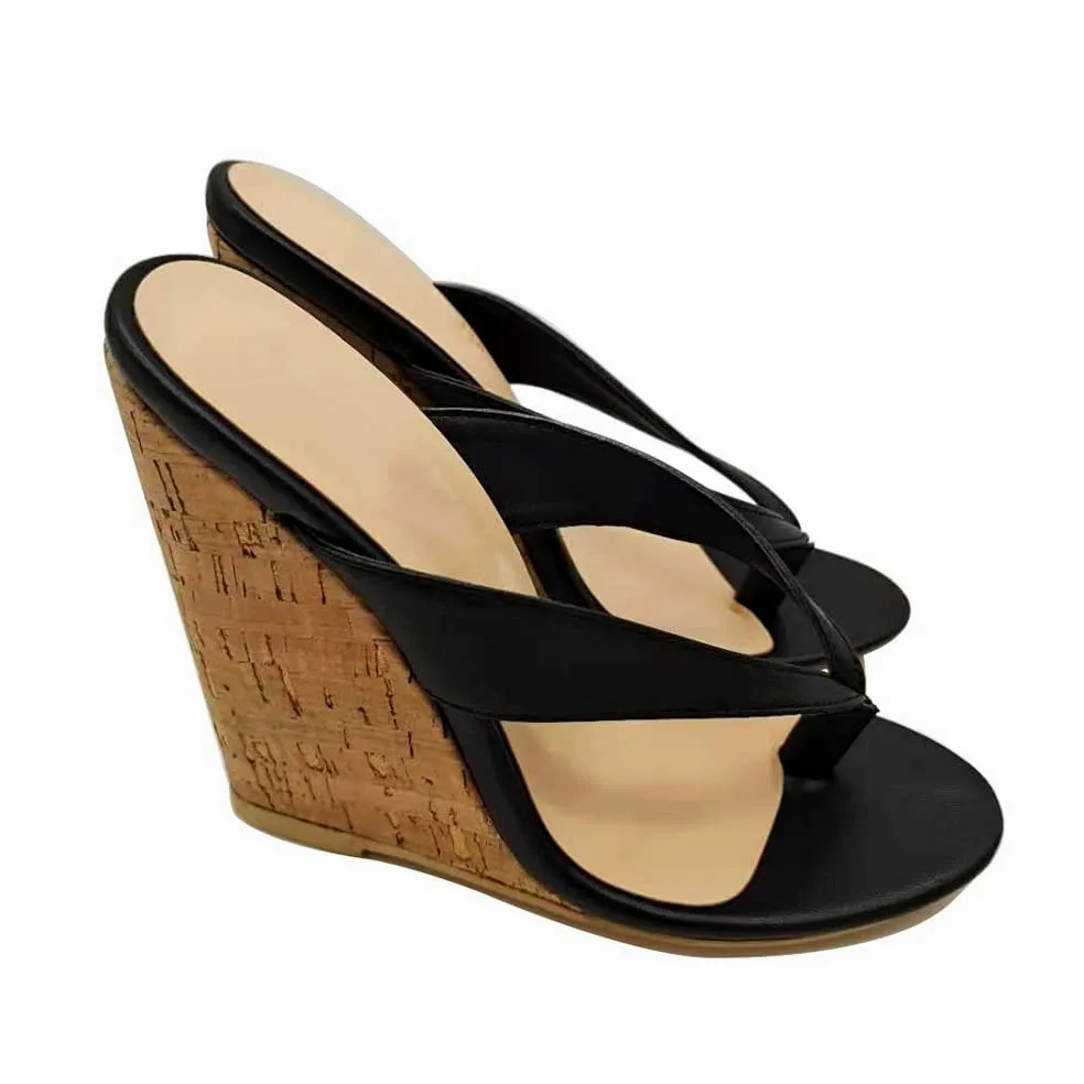Sandalias de tacón para Mujer, Tacones Altos, Sandalias de cuña con Punta de Verano para Mujer, Sandalias de tacón Alto con Punta Redonda (Color: Negro, tamaño: 5,5) (Negro 7,5)