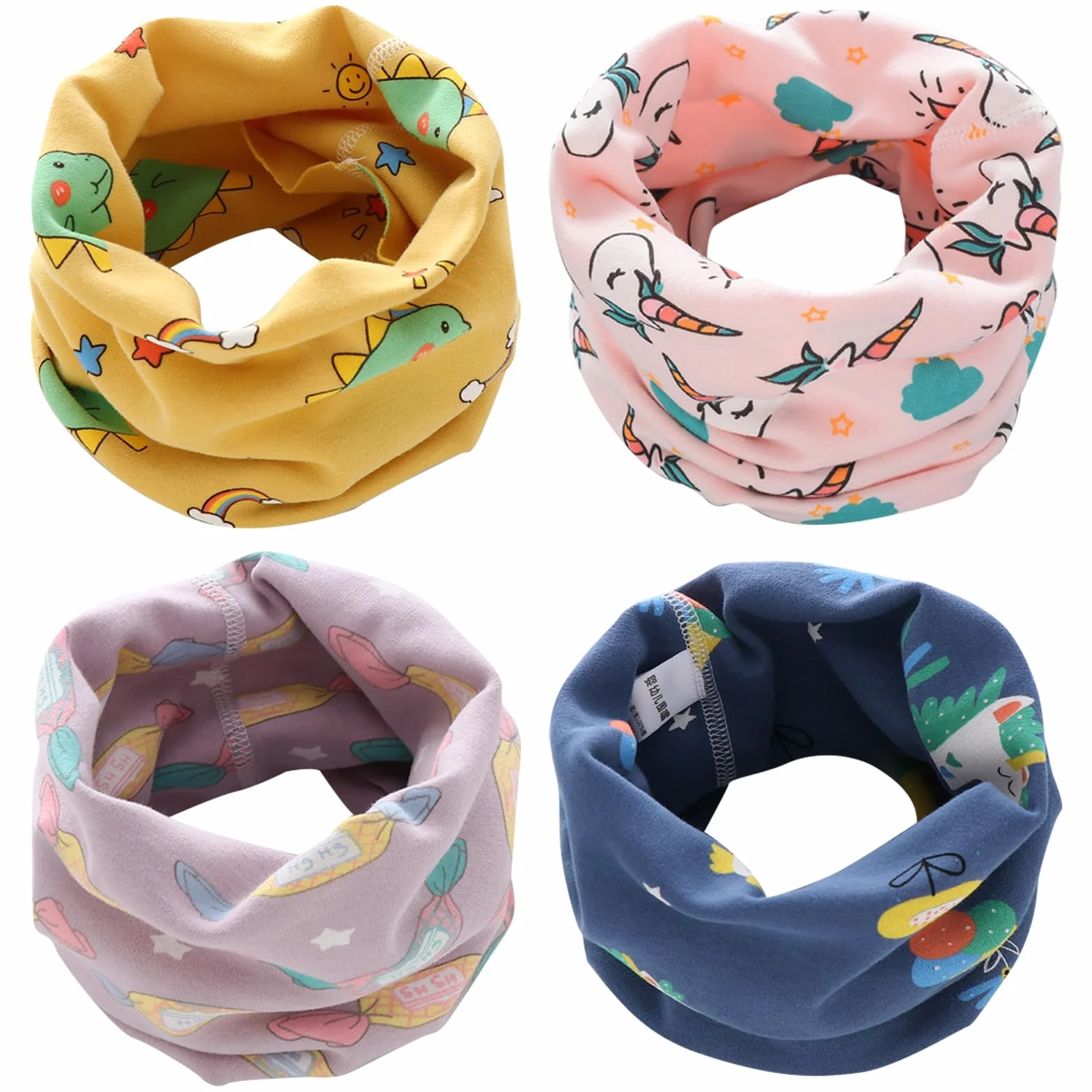 DKDDSSS 4 Pcs Calentador de Cuello, Braga Cuello Niño Braga Cuello Niña, Bufanda para Niños, Invierno Bufanda Tubular para Niños Niñas, 1-12 Años
