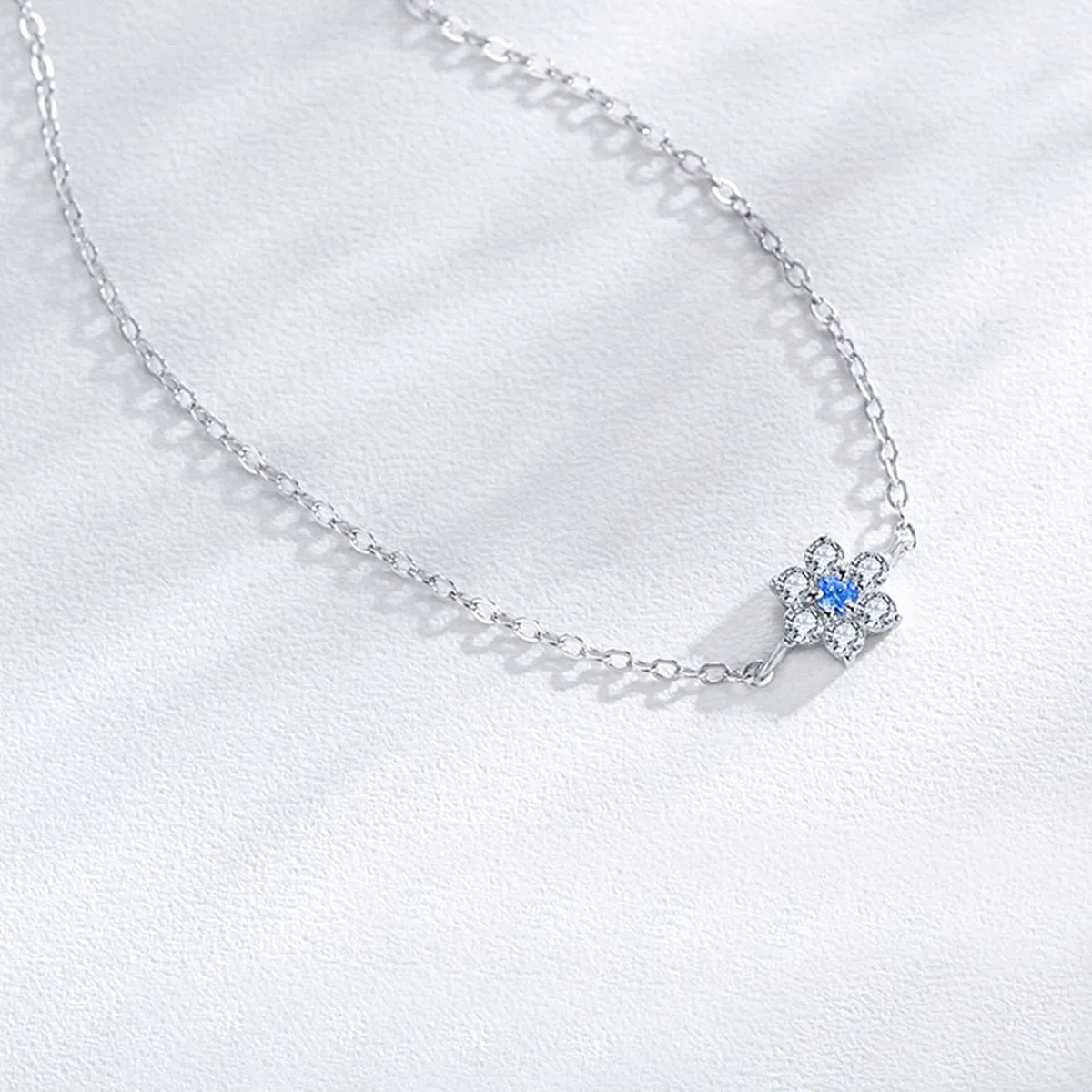 Pulsera de moda de flores para mujer con aguamarina y diamantes de laboratorio, pulsera de flores para mujer,