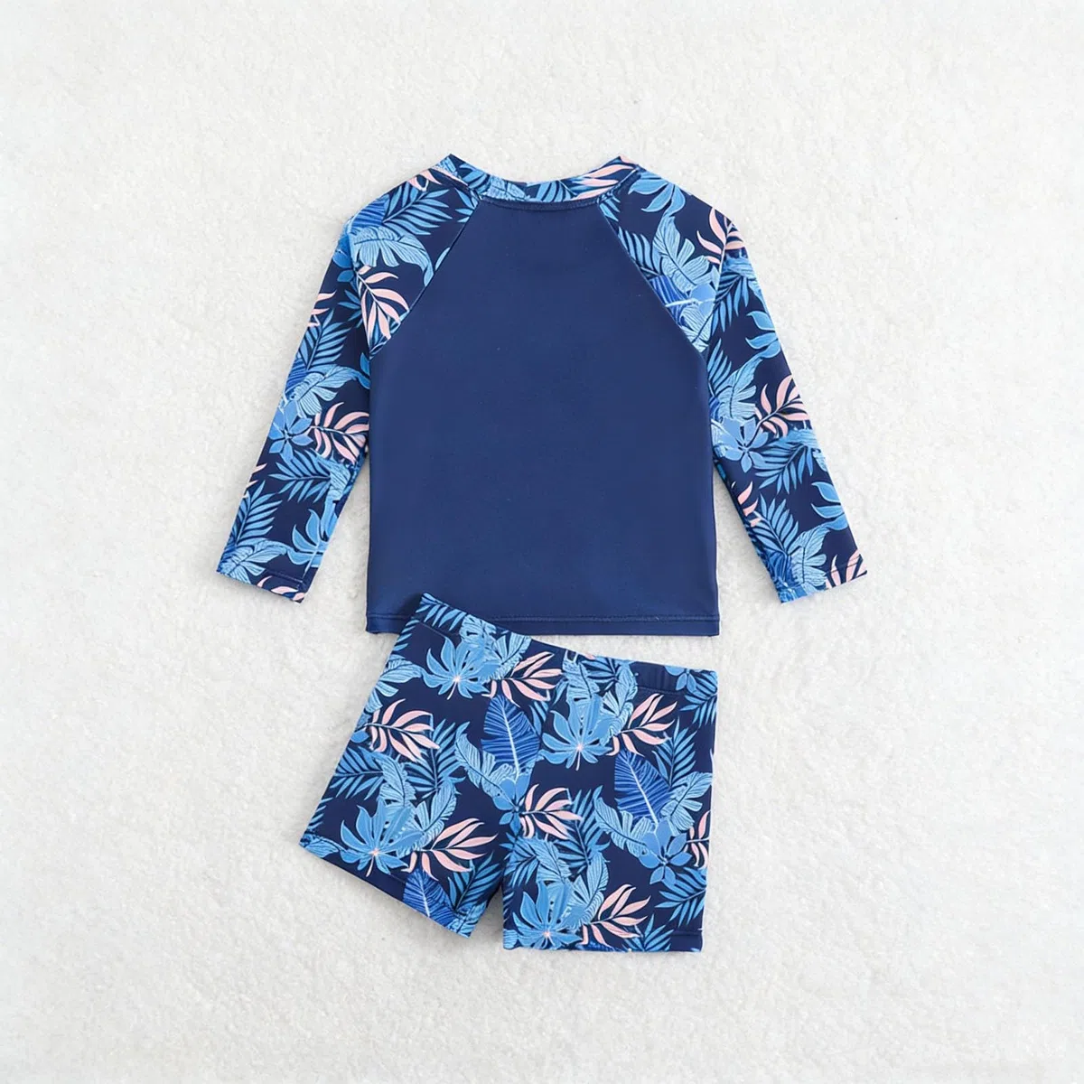 Generisch Bañador de playa para niños con mangas largas y bañador con protección solar UPF 50+, traje de baño de dos piezas con estampado de letras de hoja de arce
