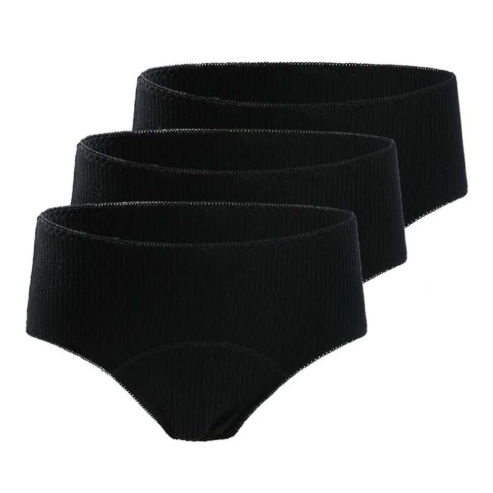 Braguitas Menstruales a Prueba de Fugas para Mujer Ropa Interior Posparto Bragas absorbentes para El Período para adolescentes Y Niñas Color Negro 4Xl