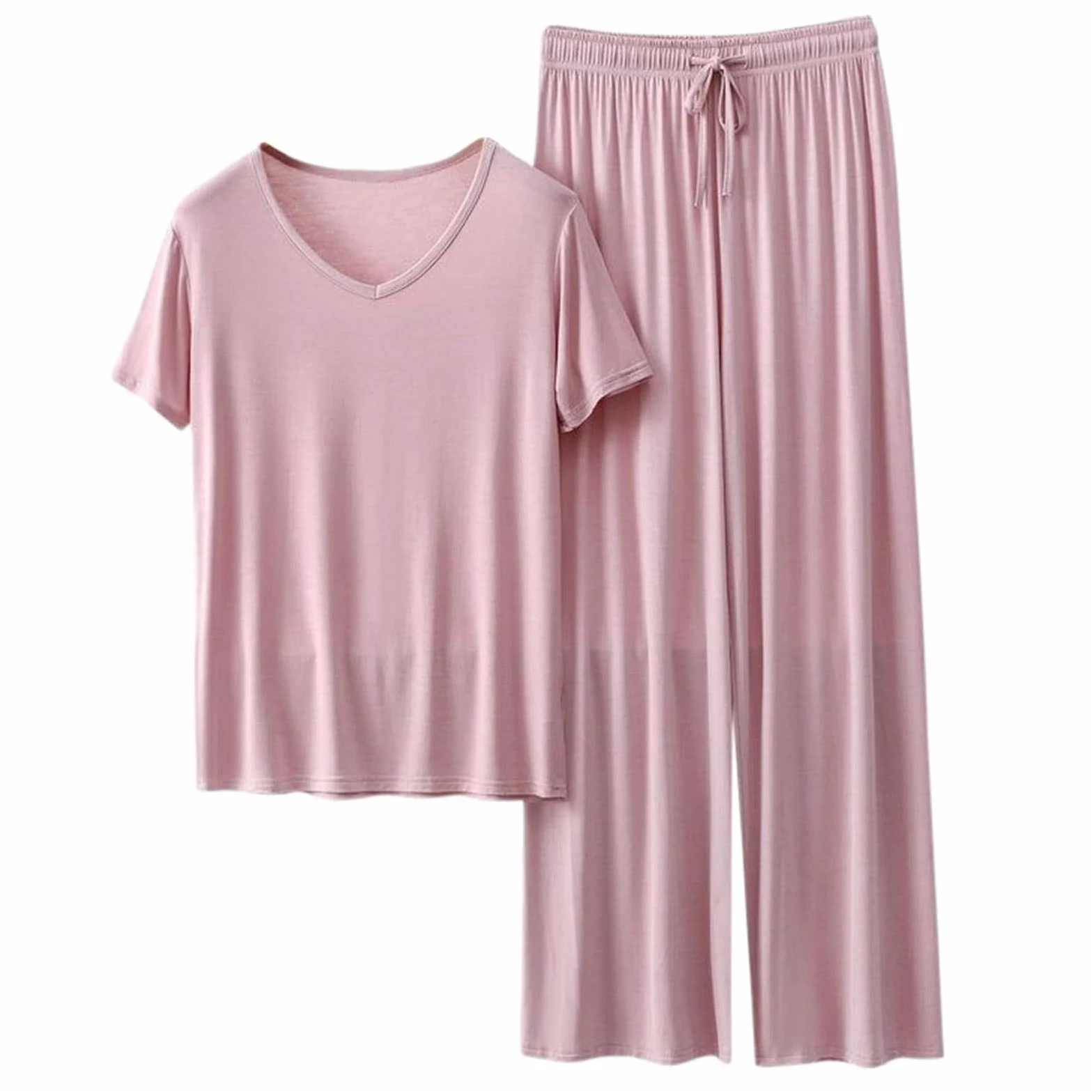 Pijama de mujer de verano corto sexy, pijama para mujer, algodón muy grande | Noche de cuello sastre Camisas de noche Albornoces Caraco Talla Elástica Slacks Suave / Suave Conjunto Pijama Sudadero