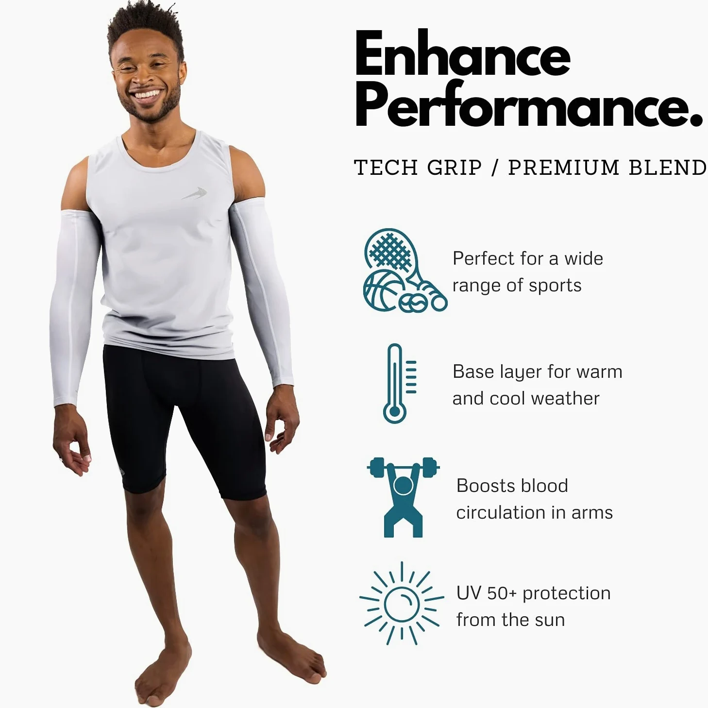 CompressionZ Camisa de compresión sin mangas para hombre - Base Layer White, XL