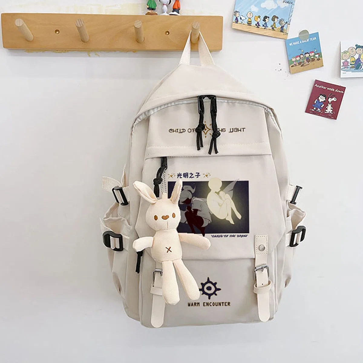Game Sky:Children Of The Light - Mochila escolar impermeable de nailon con dibujos animados, color blanco claro, blanco, Talla única