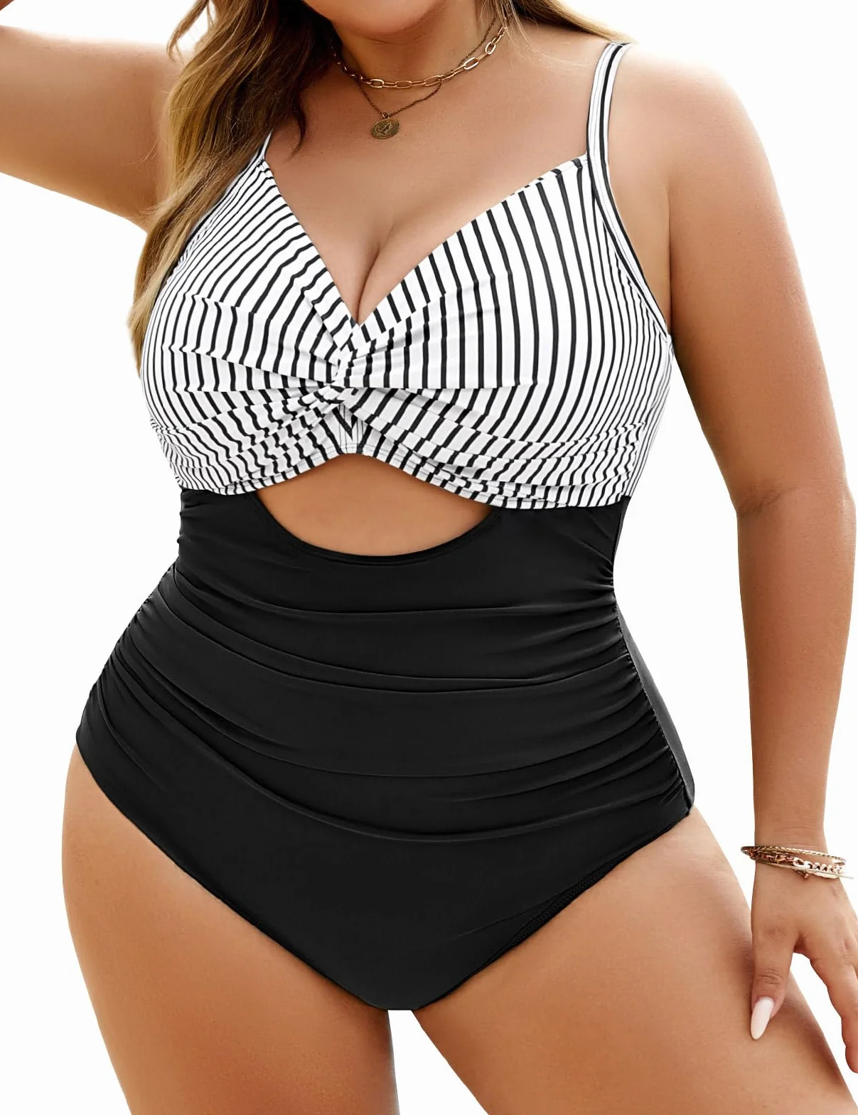 heekpek Bañador Mujer Talla Grande Bañadores Mujer Reductores Cuello en V Trajes de Baño Una Pieza Vientre Plano Bañadores Vintage Bañador Push Up con Relleno