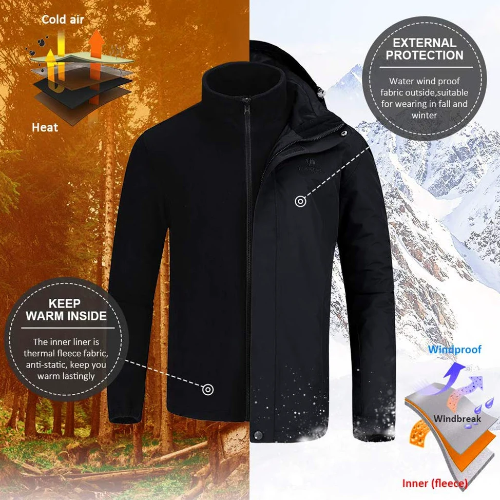 Chaqueta de Montaña Impermeable para Deportes Hombre con Capucha, Cortavientos Chubasqueros Rompevientos Jecket para Running Escalada Senderismo Ciclismo Camping