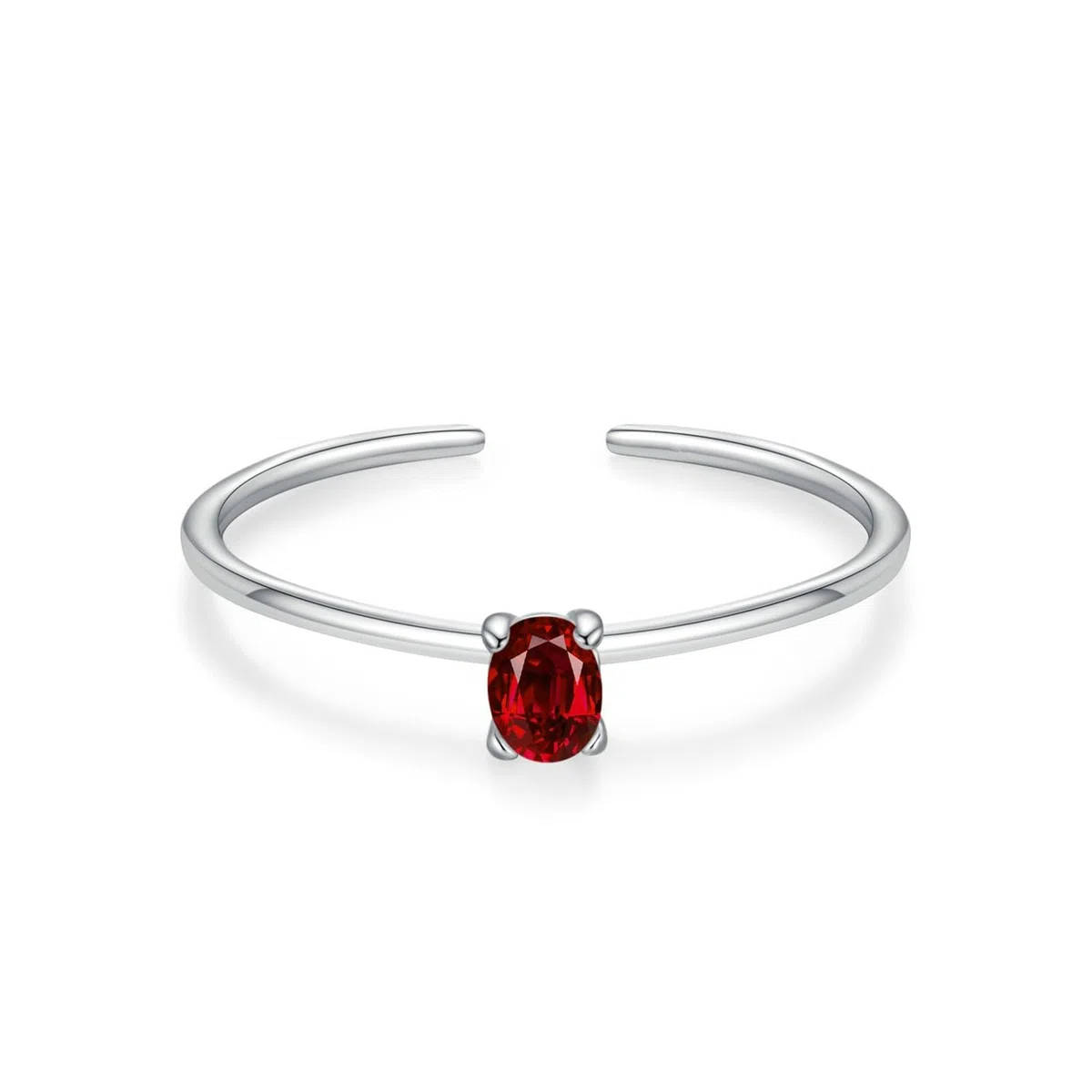 Anillos para mujer de oro blanco, alianzas de rubí creado, 0,5 quilates, anillos solitarios, compromiso, oro real, anillo para mujer, delicado