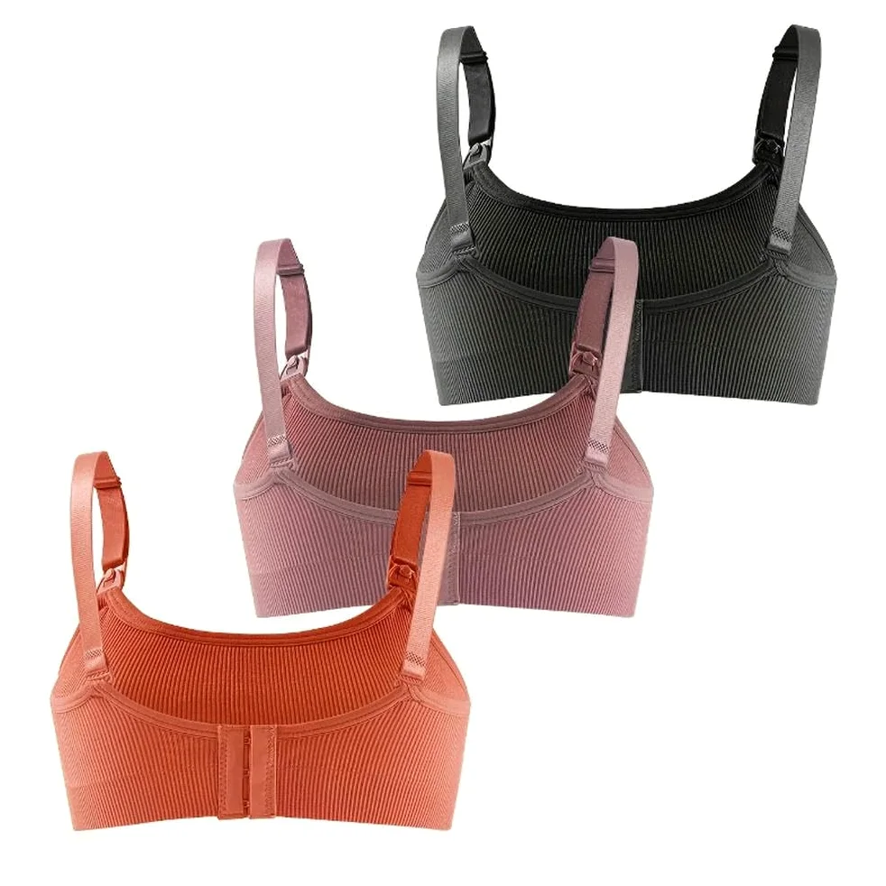 ZBDP - Juego de 3 piezas de ropa interior transpirable para lactancia y maternidad, copa completa, sin varillas, cómodo, brasier para lactancia