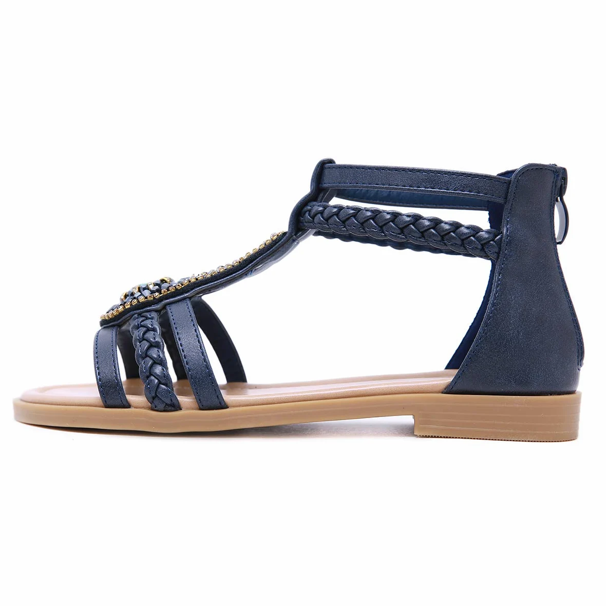 Sandalias para Mujer, Summer Beach Sandalias Planas de Gladiador Sandalias de Punta Abierta Boho para Mujer Sandalias cómodas con Correa en el Tobillo Chanclas