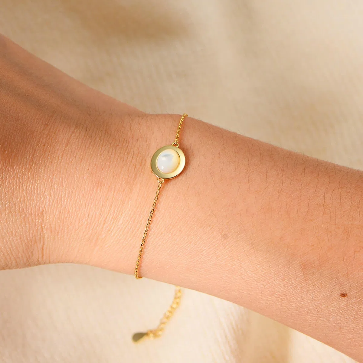 KnSam Au 375/585/750 - Pulseras de oro amarillo para mujer, joyas de oro auténtico, conchas con concha de corte ovalado, brazalete de oro 9 K/14 K/18 K