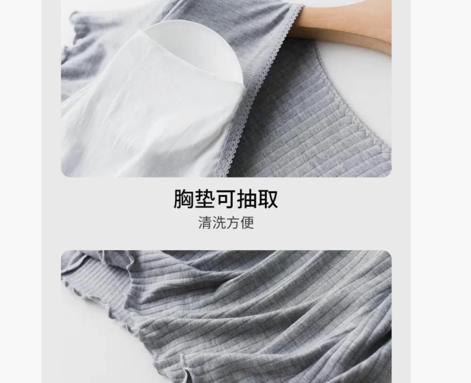 Camisón para Mujer - Verano Mujer Cuello Pico Manga Corta Vestido Algodón Vestidos De Moda Pijama Ropa De Casa Camisón De Verano