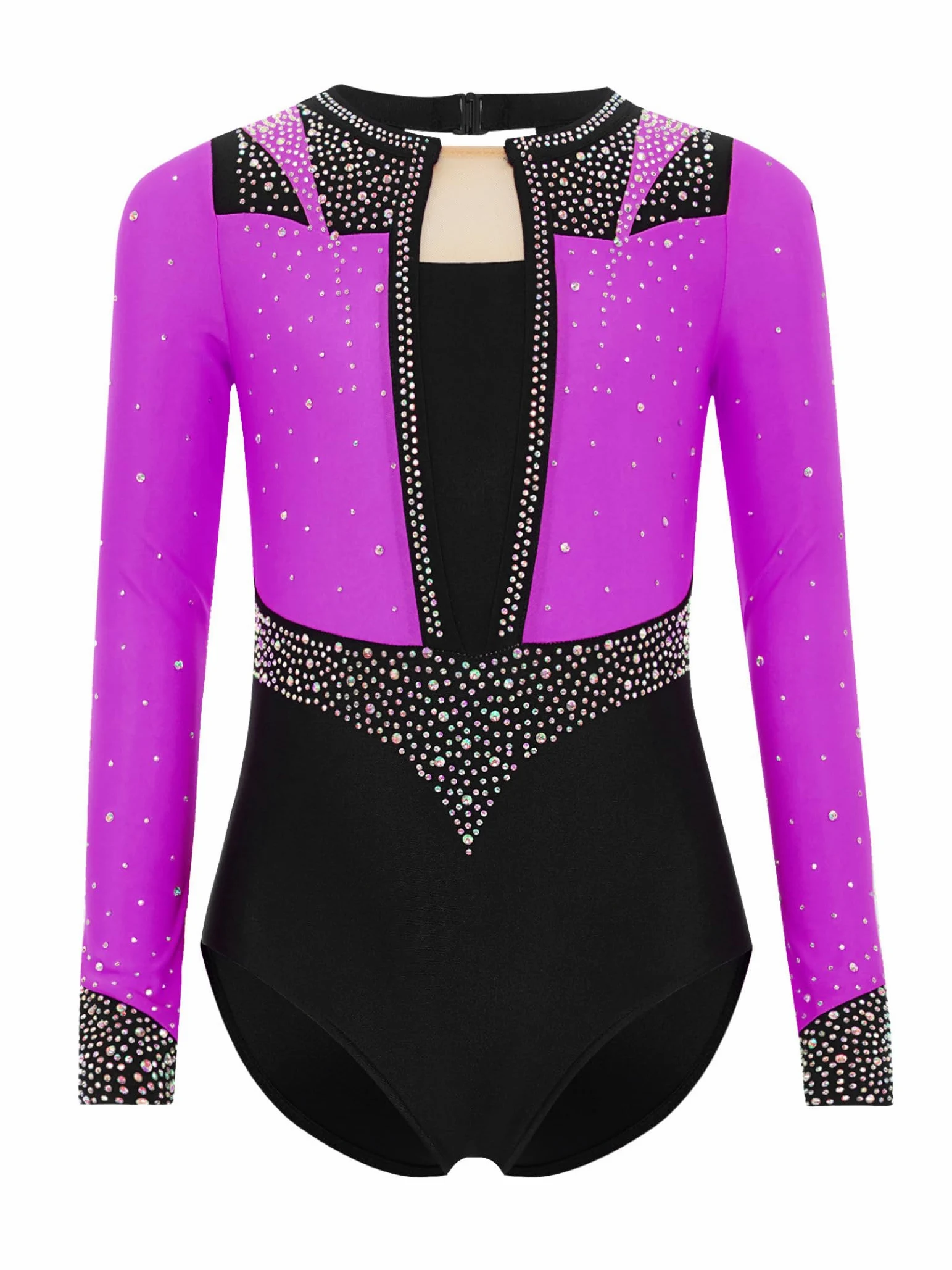 Piezas De Traje De Gimnasia Con Destellos Para Niñas Leotardos De Gimnasia De Manga Larga Tops De Deporte Brasier Y Pantalones Traje De Baile Para Púrpura 13-14 años