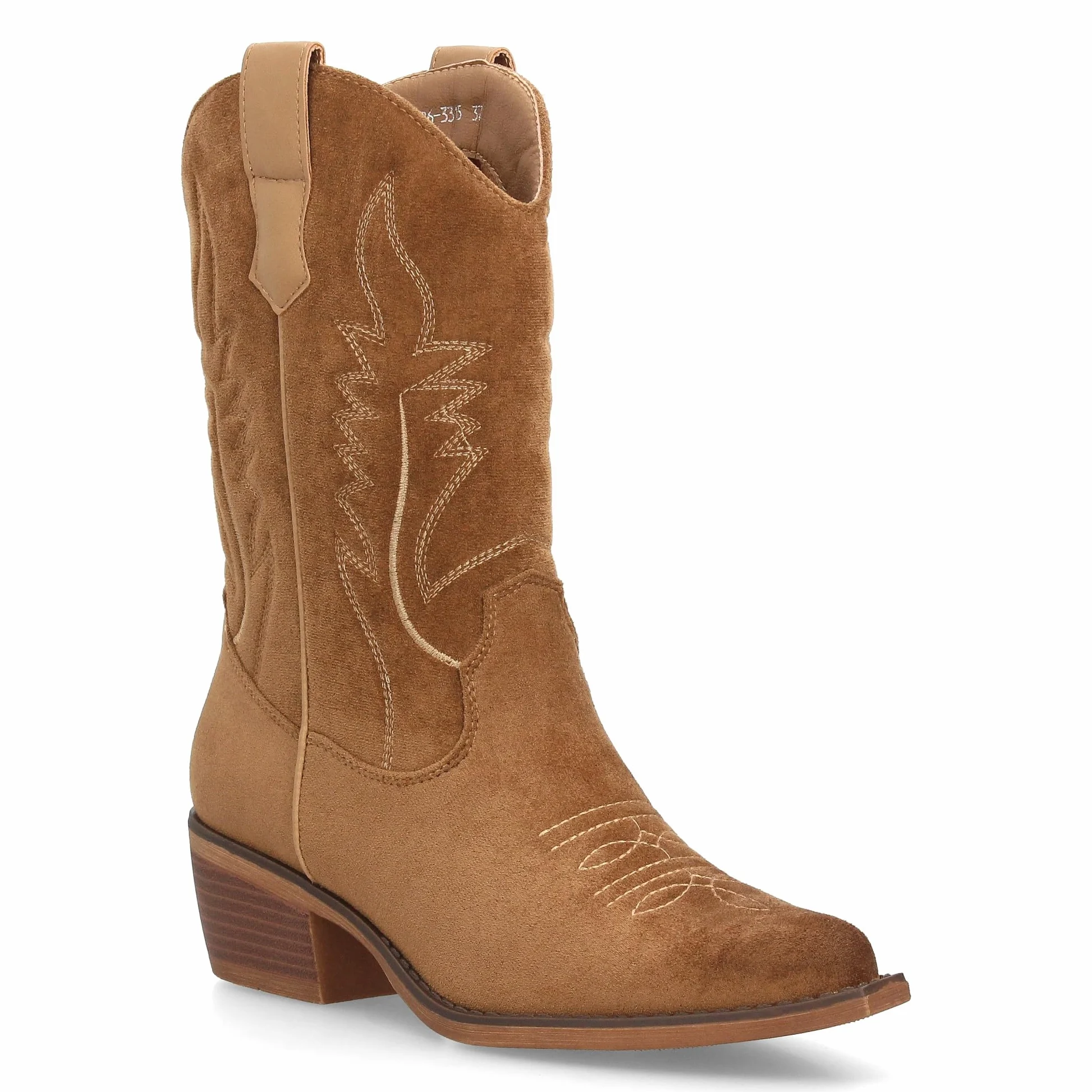 Botas Cowboy de Mujer Estilo Western con Diseno Limpio y Elegante. Cana Alta con Costuras Decorativas y Cierre de Cremallera, Tacon bajo, Ancho y Comodo. Ideal Otono Invierno.