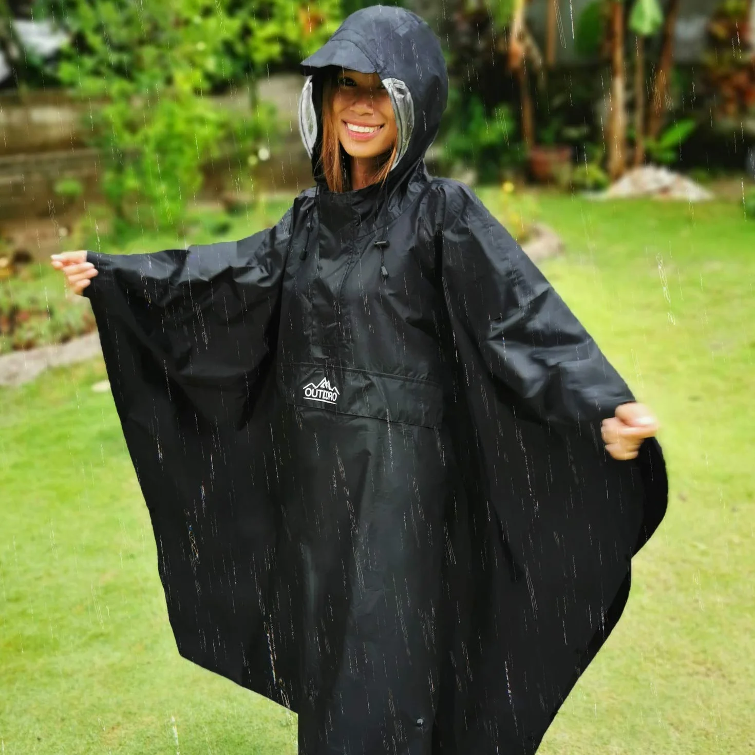 Outdoro RP-10-SW, Poncho de lluvia capa de lluvia chaqueta de lluvia Hombre, 155-195