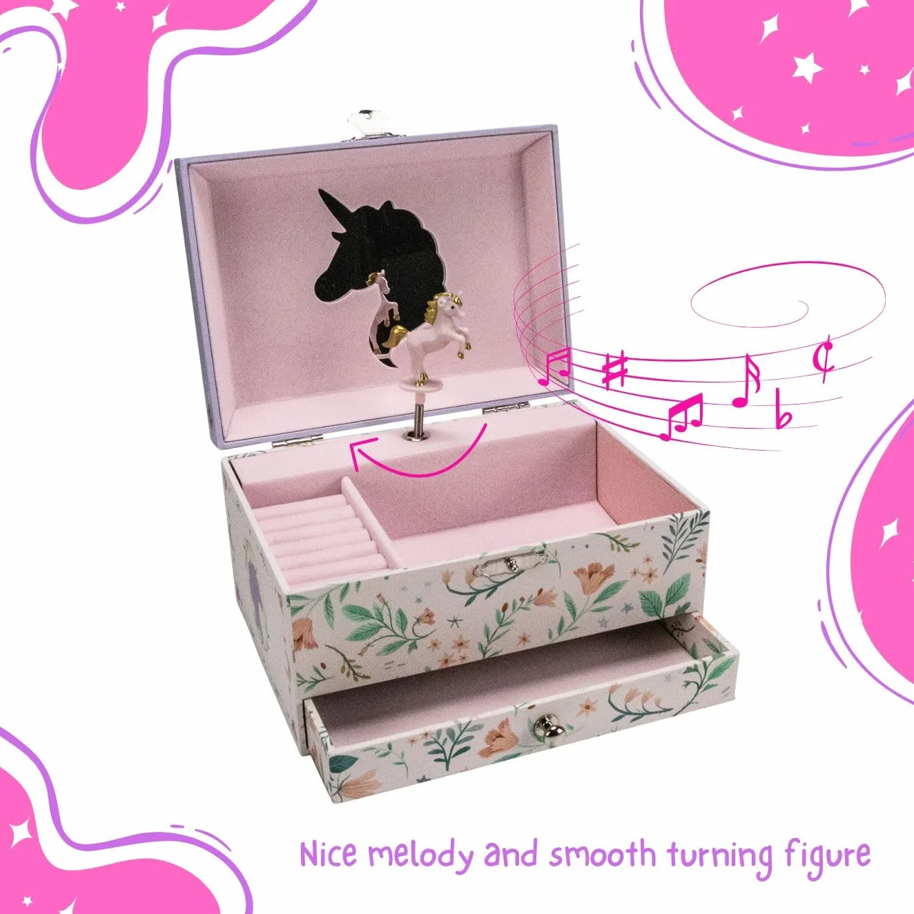 GICO Joyero Unicornio Música Giratorio Espejo Regalo Niñas