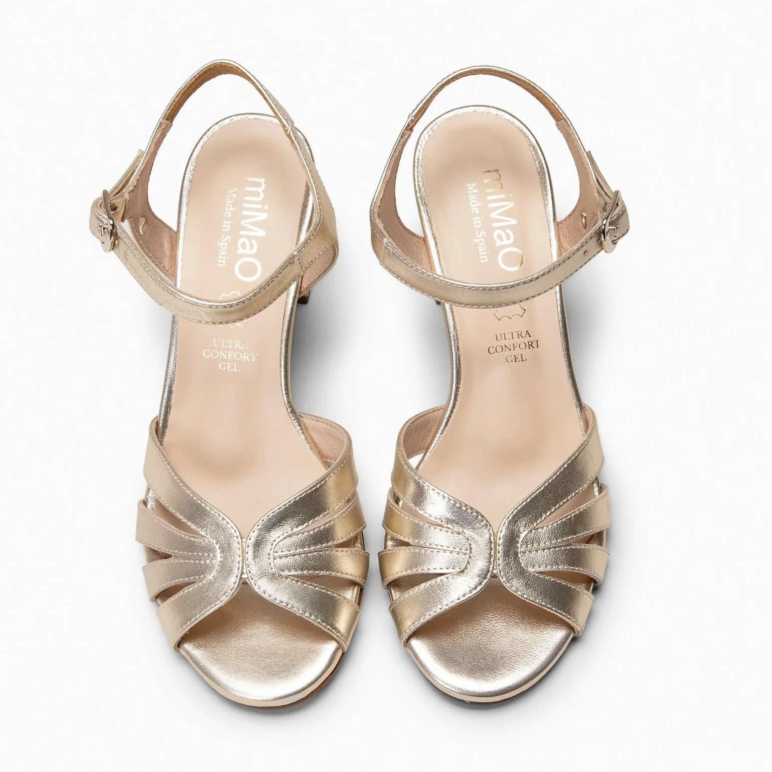 miMaO. Sandalias de vestir de tacón ancho y plantilla de gel. Diseñado y Fabricado en España