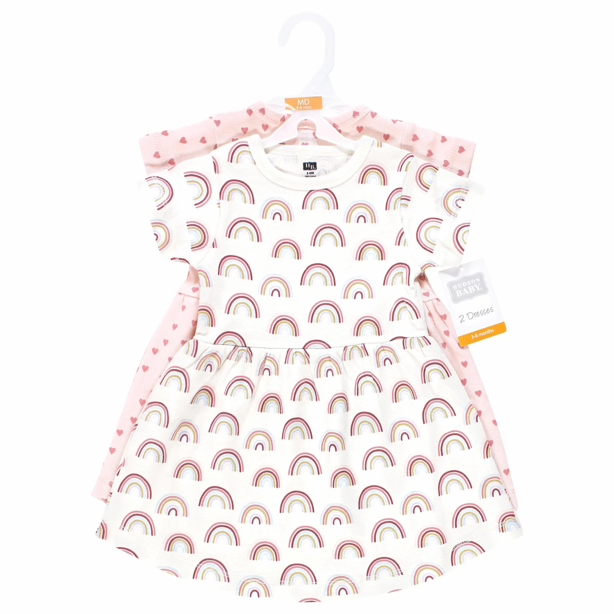 Hudson Baby Infant and Toddler Girls Cotton Dresses, Soft Rainbow, Months Vestidos de algodón para bebés y niñas pequeñas, arcoíris, 12-18 Meses, Arco Iris Suave