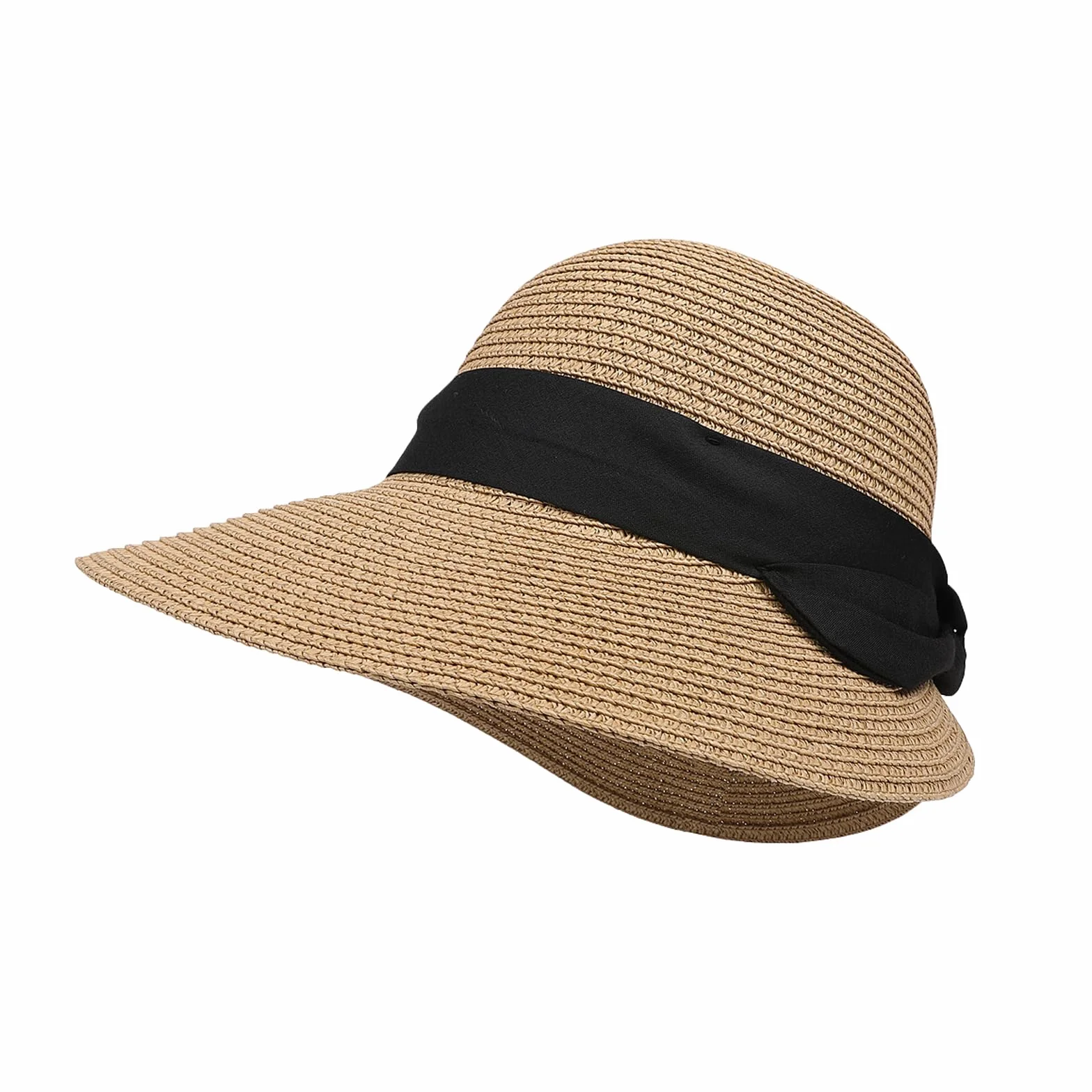 Sombrero de paja para mujer con protección UV y ala ancha transpirable plegable para playa