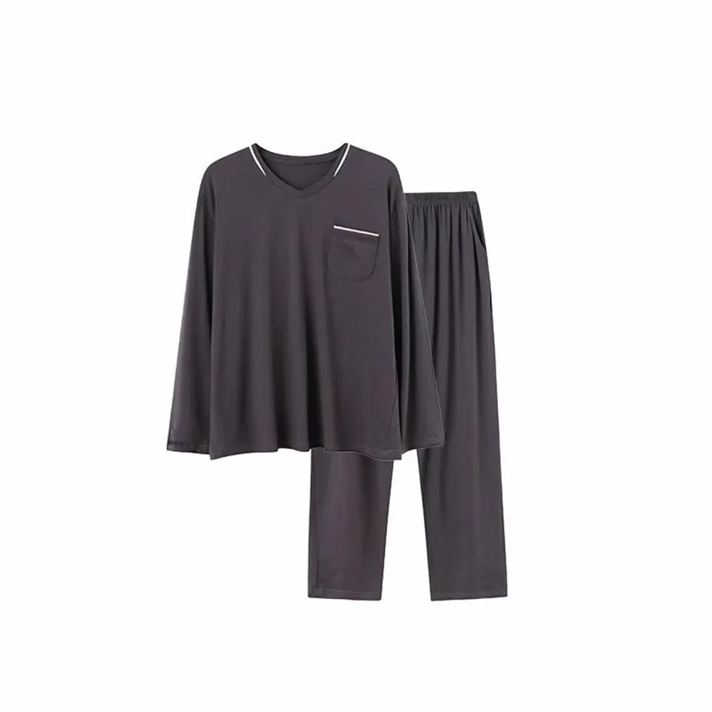 Pijamas De Algodón For Hombre, Pijamas De Talla Grande, Jersey De Manga Larga, Ropa De Casa Deportiva, Pijamas Informales Coreanos De Talla Grande, Ropa De Casa For Hombre(XXX-Large)