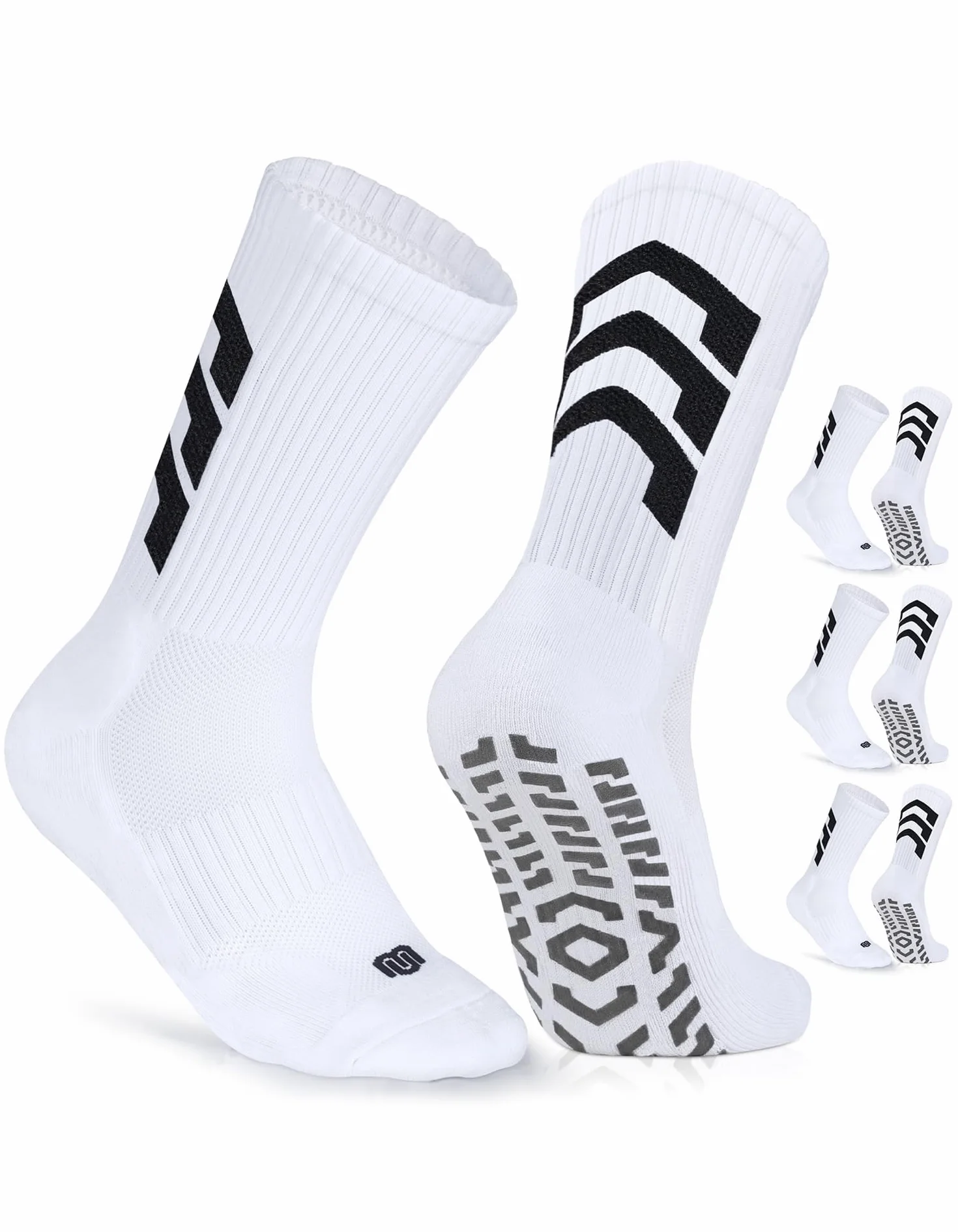 CLOSEMATE Calcetines Antideslizantes Futbol 3 Pares Deporte Altos Transpirables Baloncesto Blancos Negros