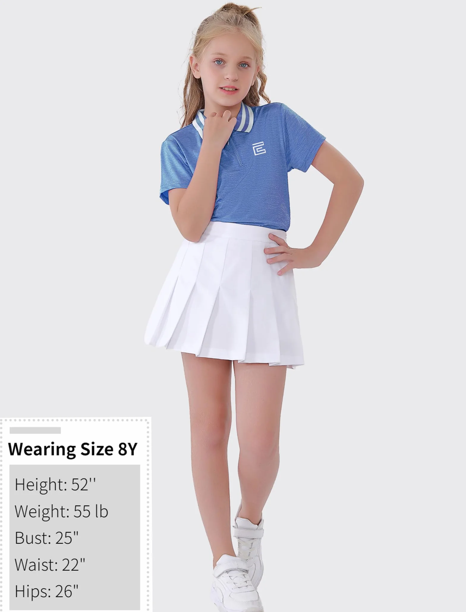 EXARUS Polo de golf para niñas, sin mangas, cuello en V, camiseta sin mangas para equitación, UPF 50+, ropa de golf de secado rápido