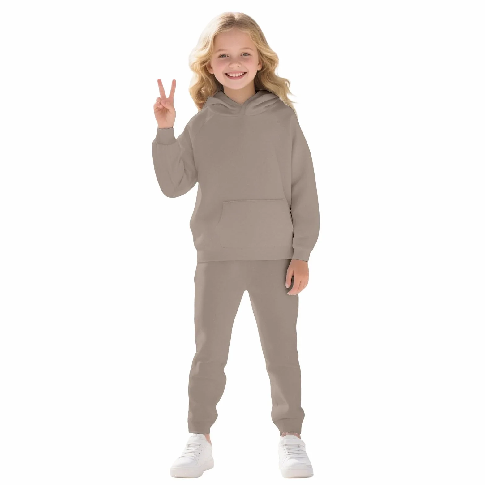 Conjunto completo de chándal para niñas y niños, sudadera de gran tamaño, sudadera con capucha y pantalones de chándal casuales a la moda