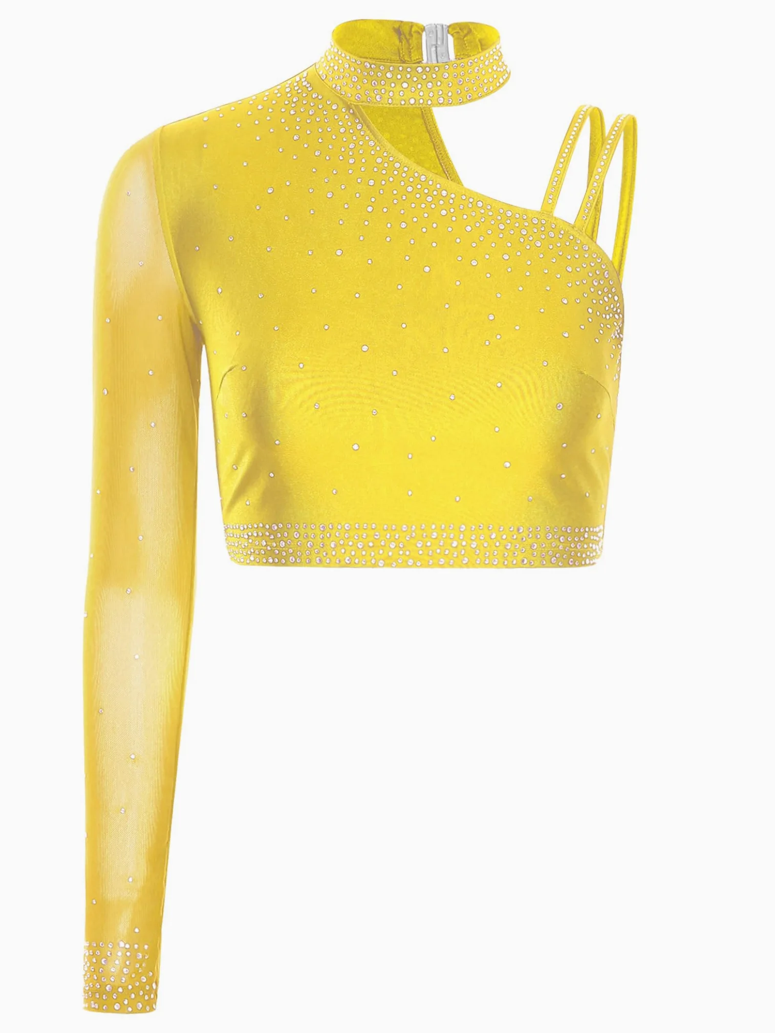 inlzdz Ropa De Baile Lírico De Dos Piezas para Mujer Top Un Hombro + Pantalones De Pierna Ancha Conjundo De Patinaje Artístico
