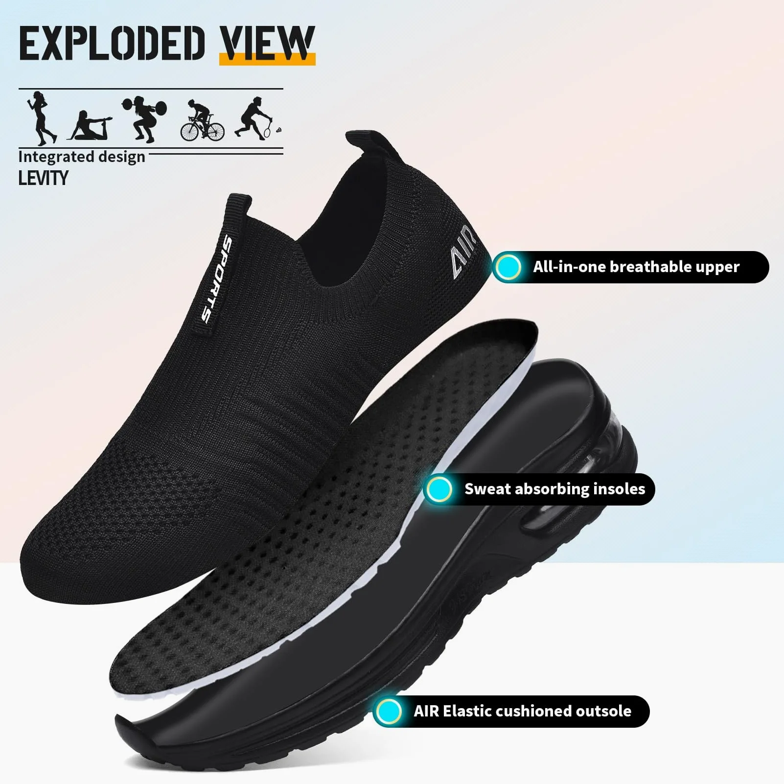 Littleplum Zapatillas deportivas para mujer, ligeras, cómodas, transpirables, de malla