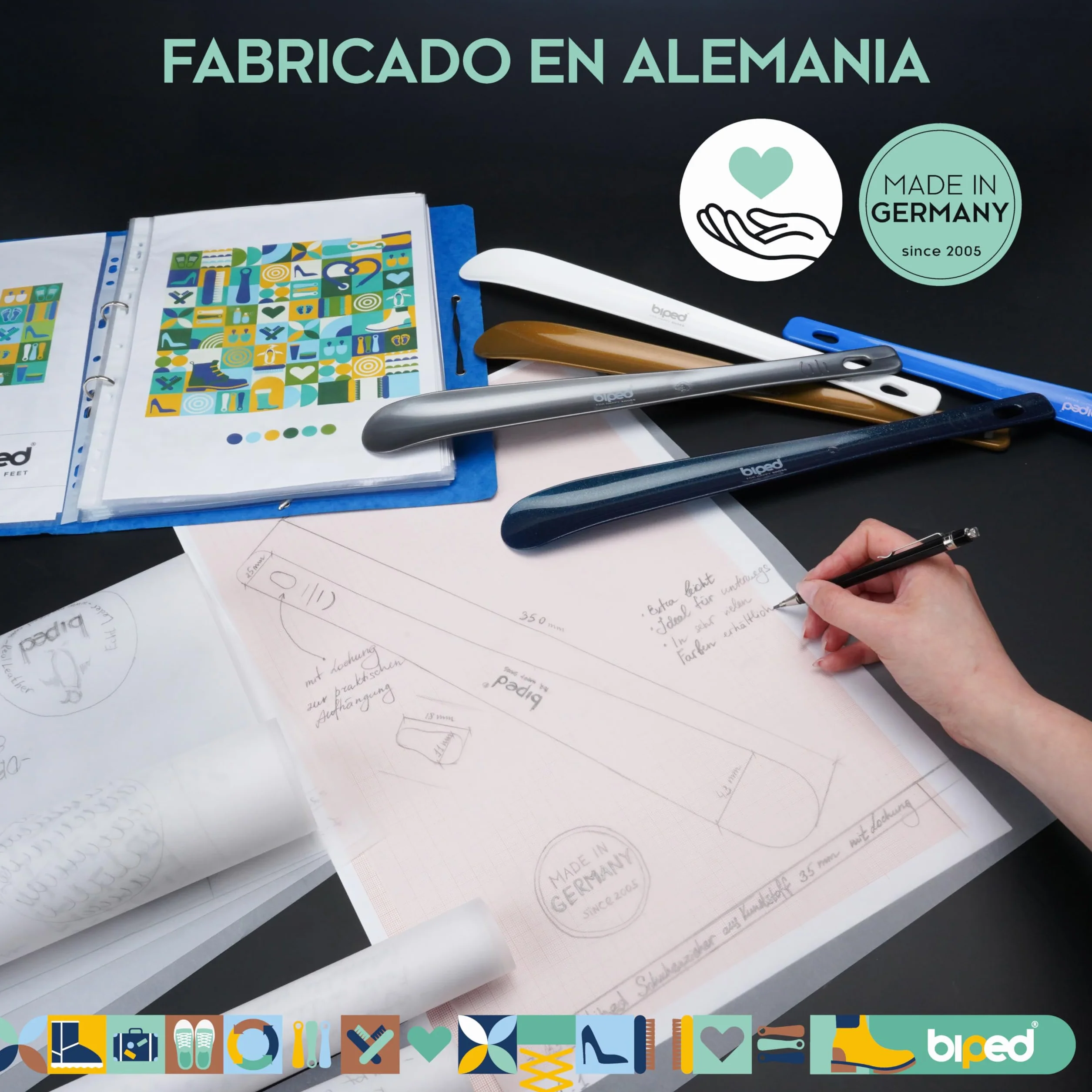Calzador plastico 35 cm con agujero para colgar z1555 antracita metalizado