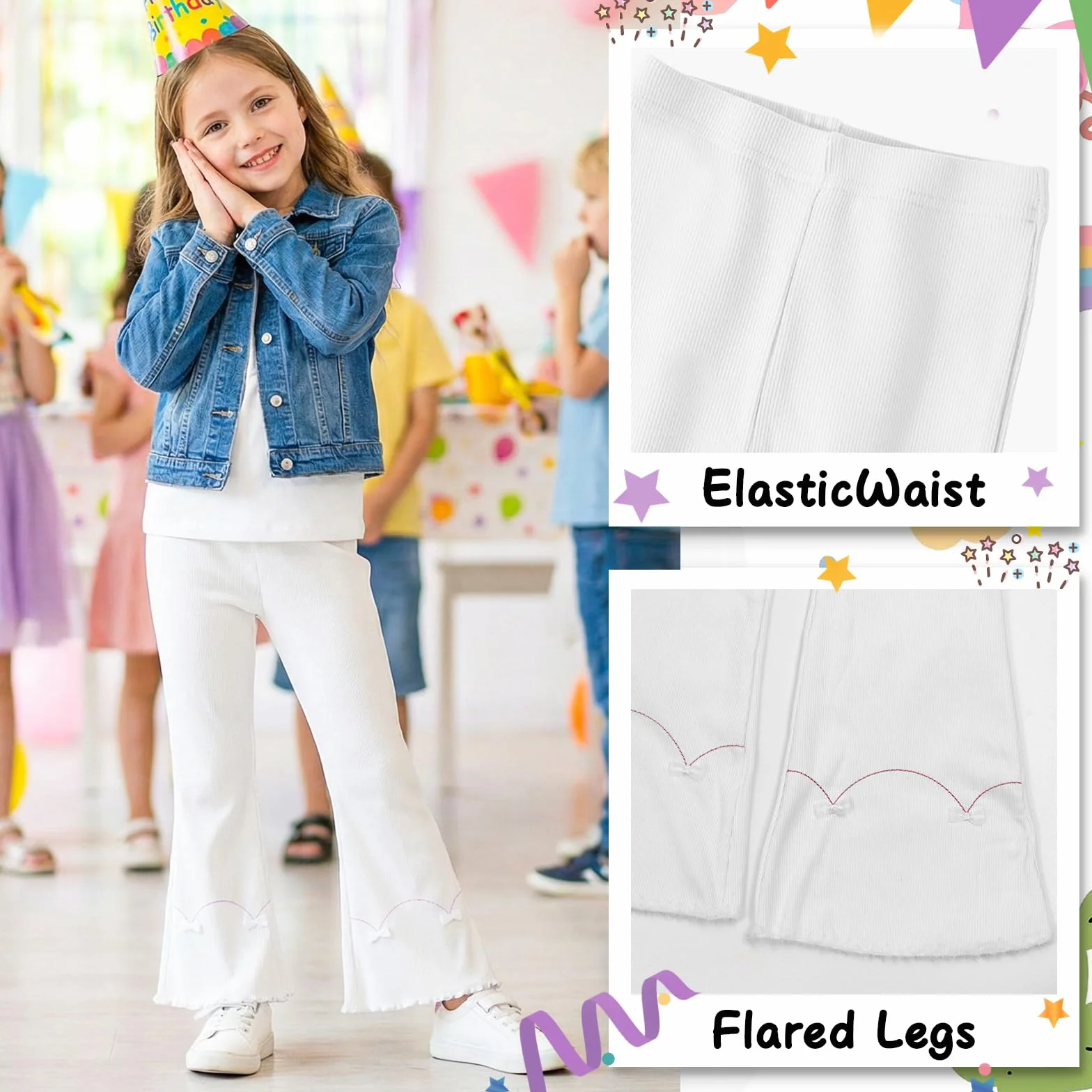 Leggings Acampanados para Niñas Algodón Bootcut Elásticos Pantalones Acampanados Largos Campana Pantalón Cintura Alta Mallas Yoga Ocio Correr Primavera Otoño para Infantiles 3-11 años