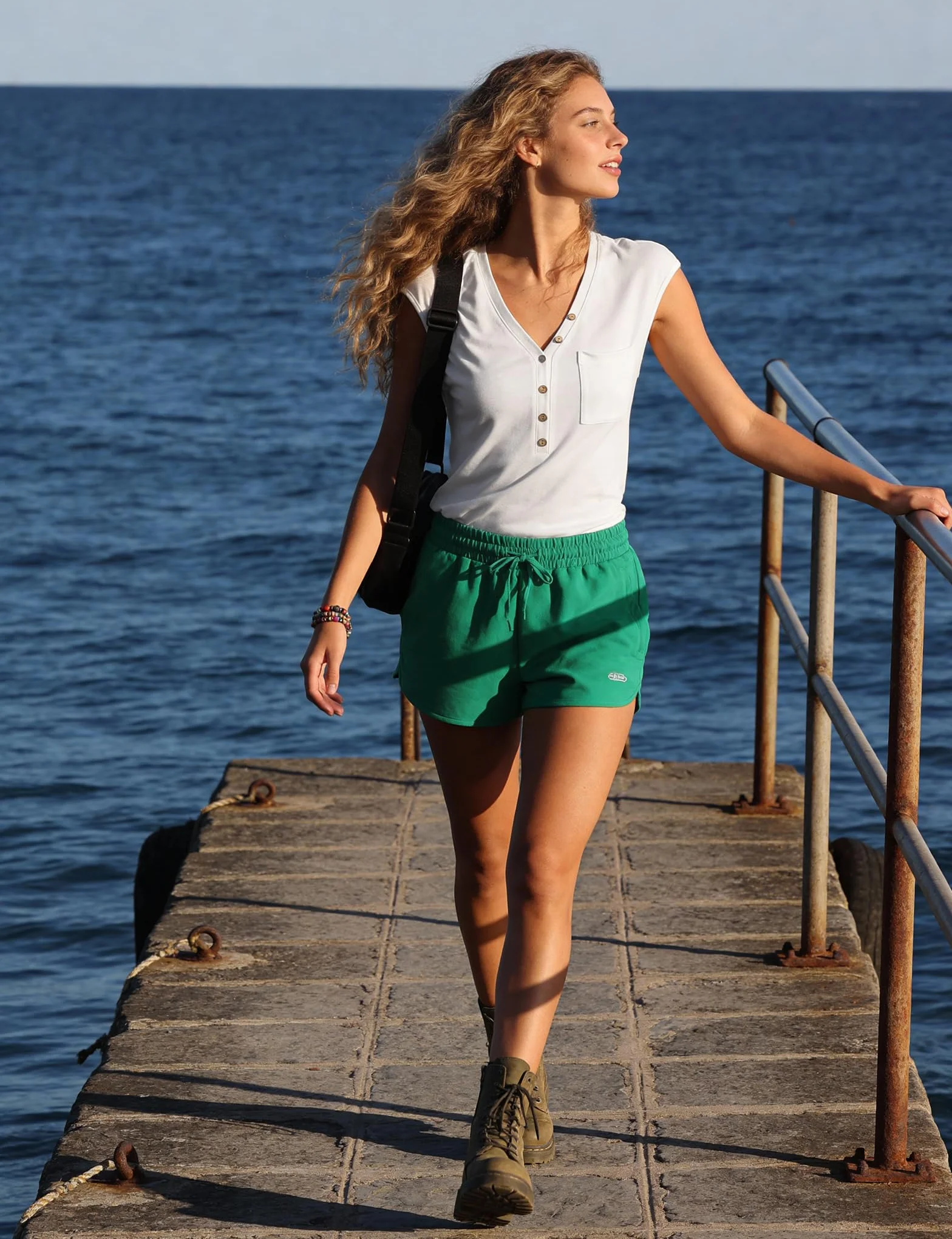Gyabnw Camiseta Mujer Cuello V sin Mangas Blusa Verano Ligera Suave y Transpirable con Bolsillo para Trabajo y Tiempo Libre