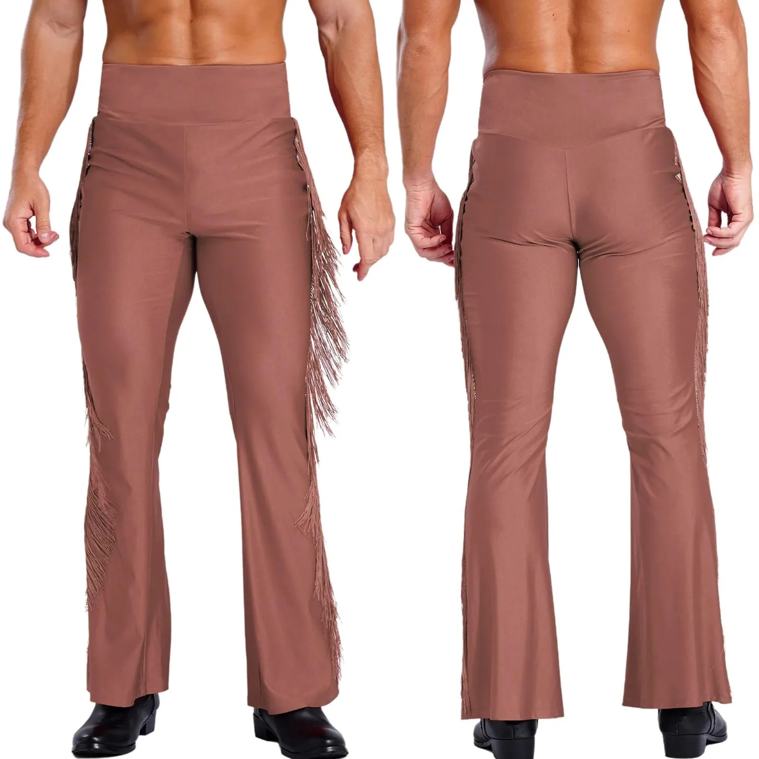 Pantalones De Baile Latino Y Jazz con Flecos For Hombre, Estilo Vintage, Cintura Alta, Acampanados, For Salón Moderno, For Actuaciones Fiestas Disco para Hombre, Salsa, Jazz, Danza