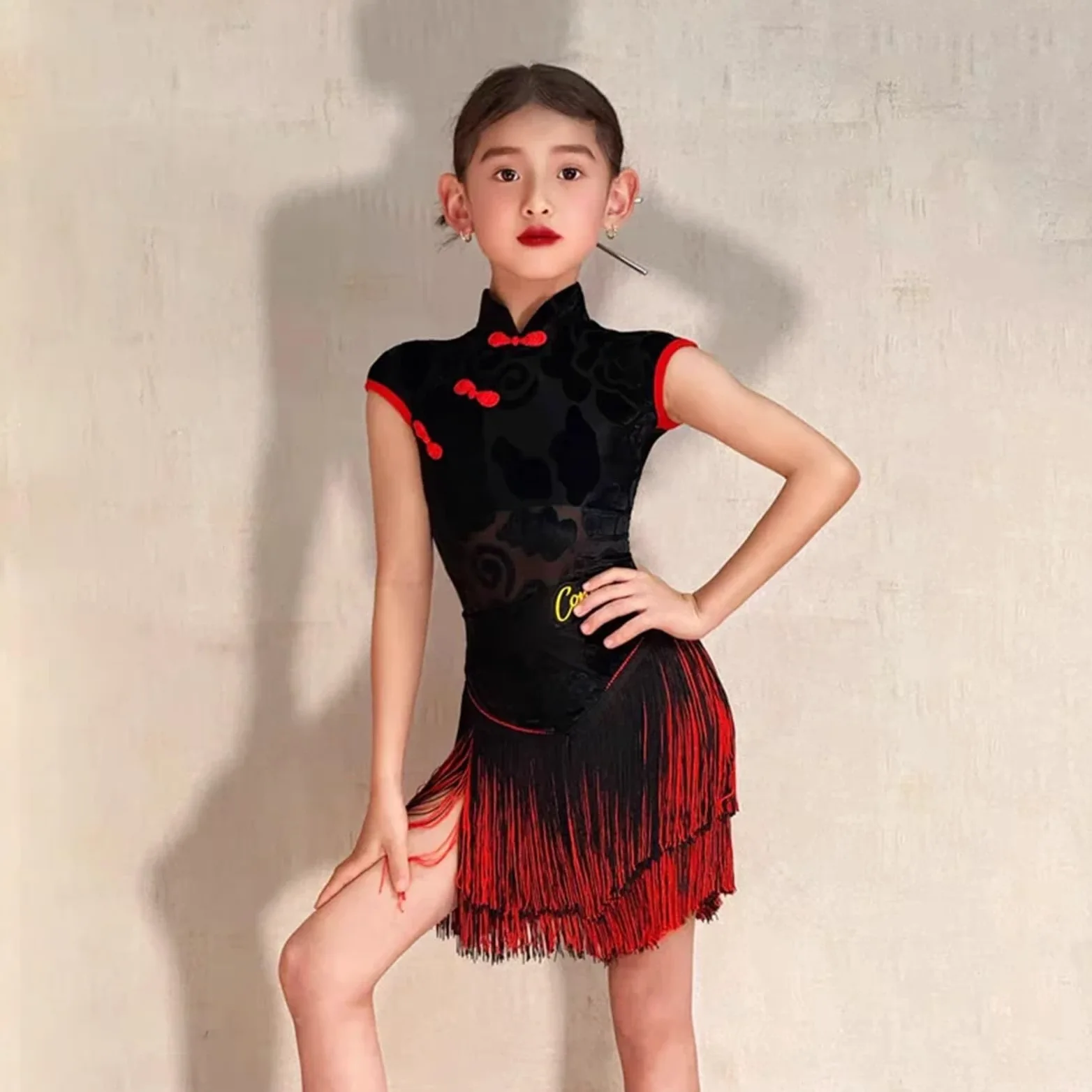 Reglamento de competición rendimiento traje entrenamiento baile latino for niñas. Vestido Ropa adecuada para patinaje latino y artístico
